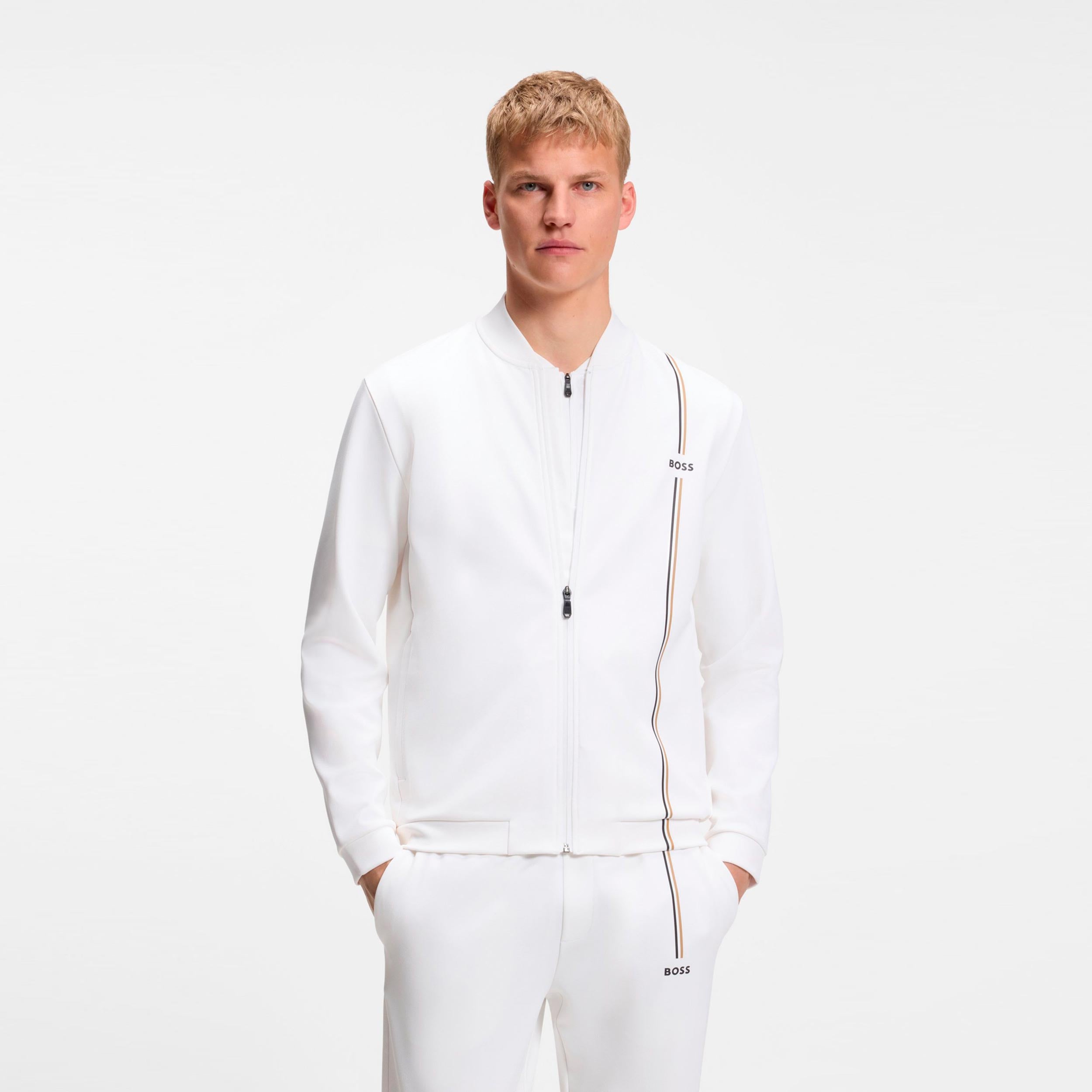 BOSS Game Full Zip Sweatjacke Herren - weiß