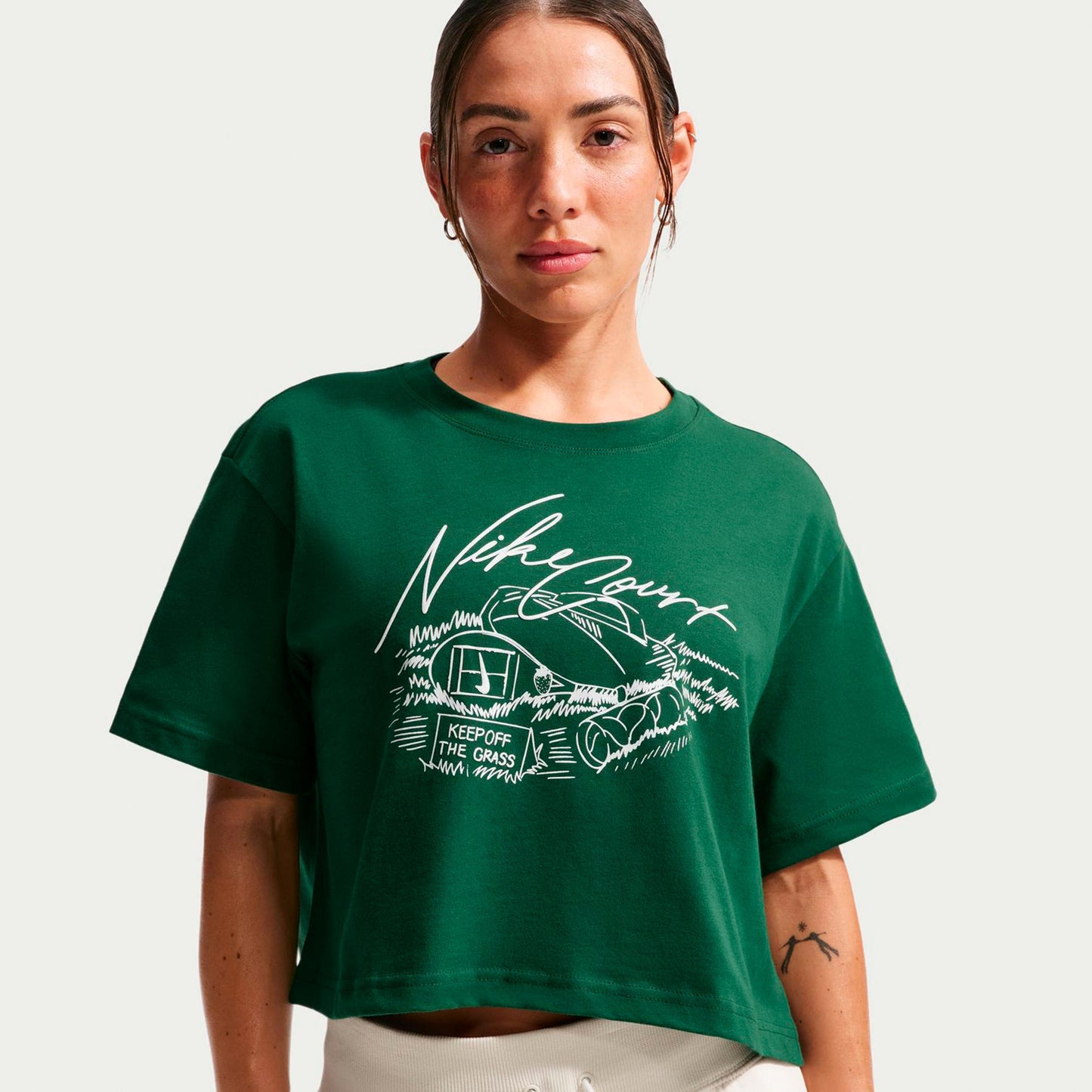 Nike Slam Crop T-Shirt Damen - dunkelgrün