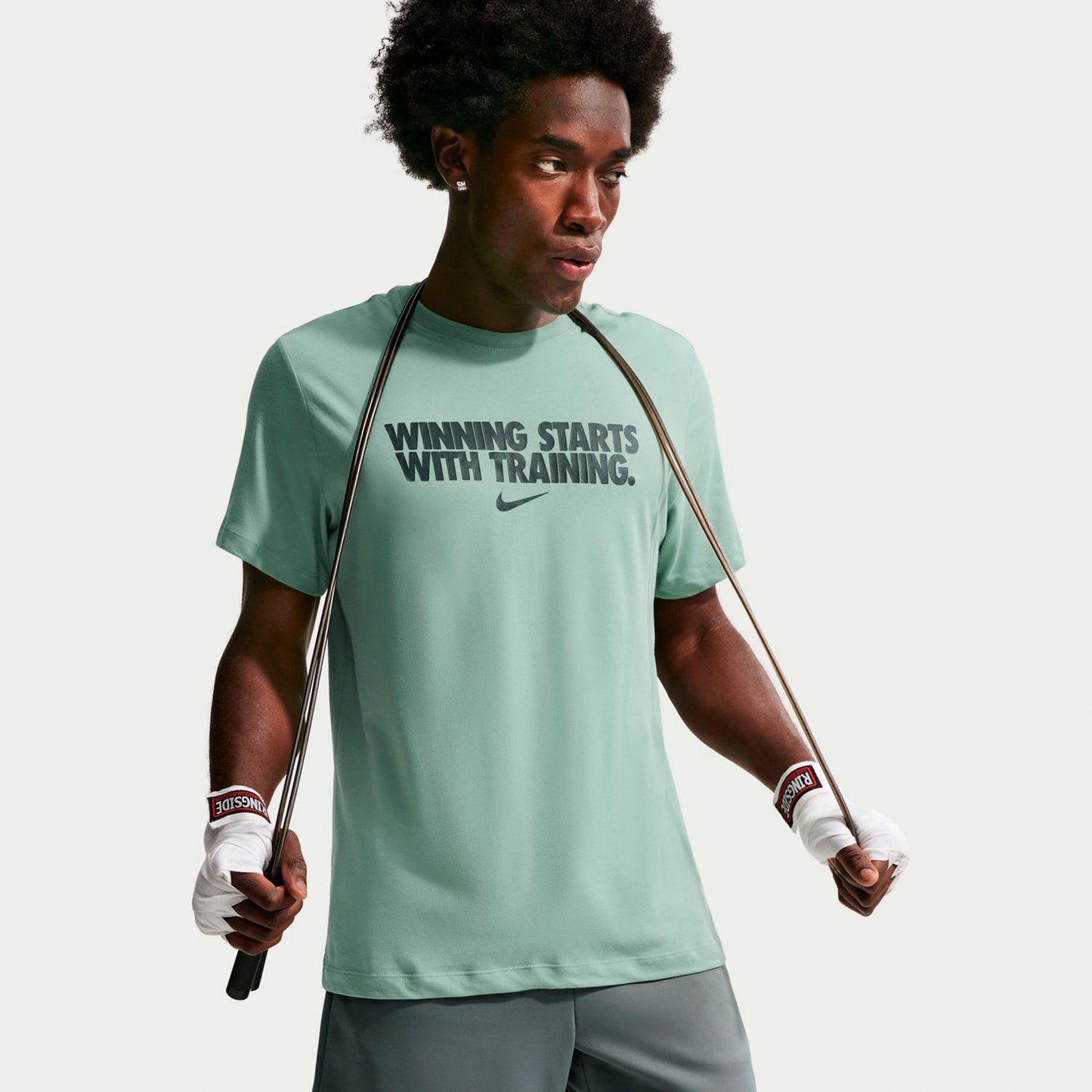 Nike Dri-Fit Winning T-Shirt Herren - graugrün, grau