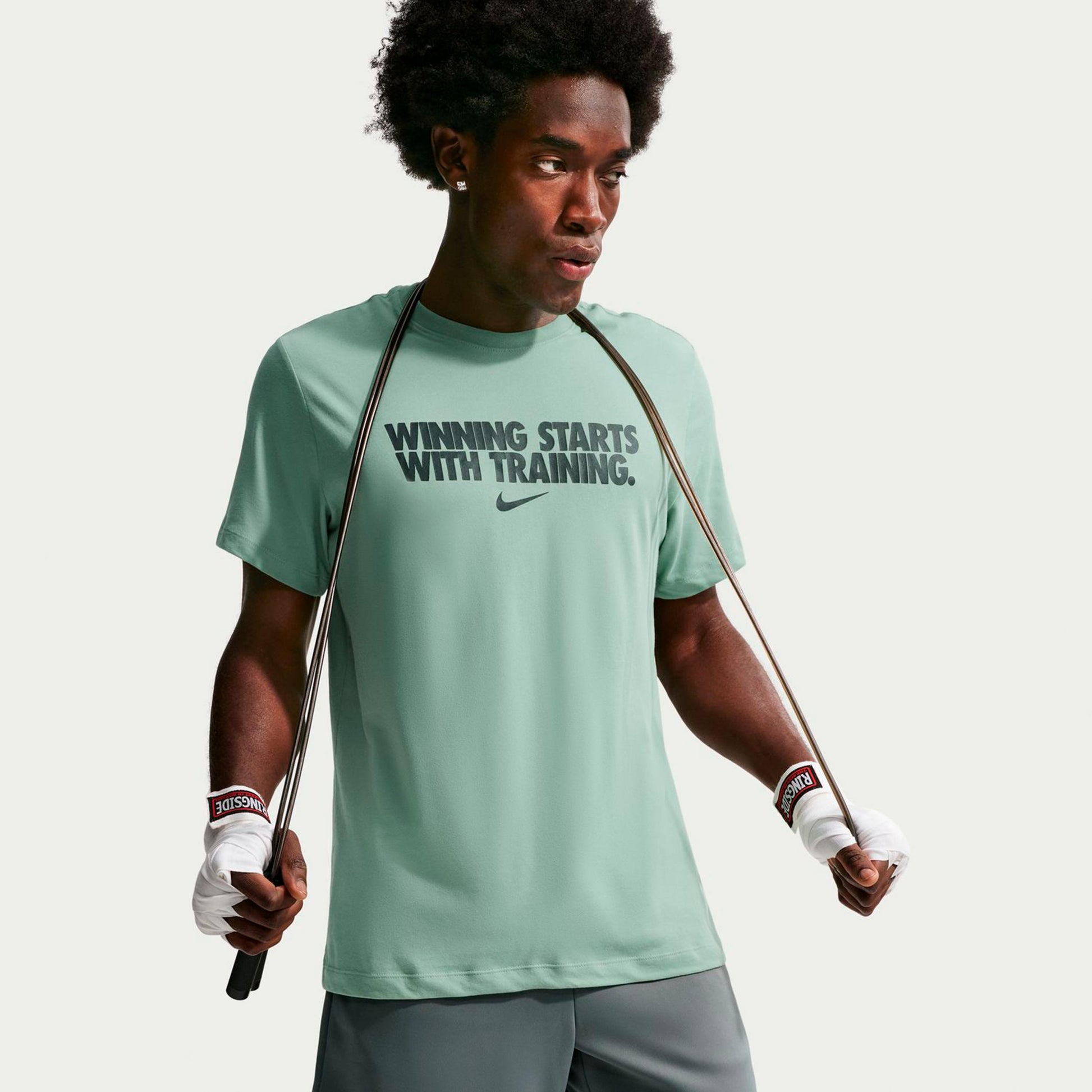 Nike Dri-Fit Winning T-Shirt Herren - graugrün, grau