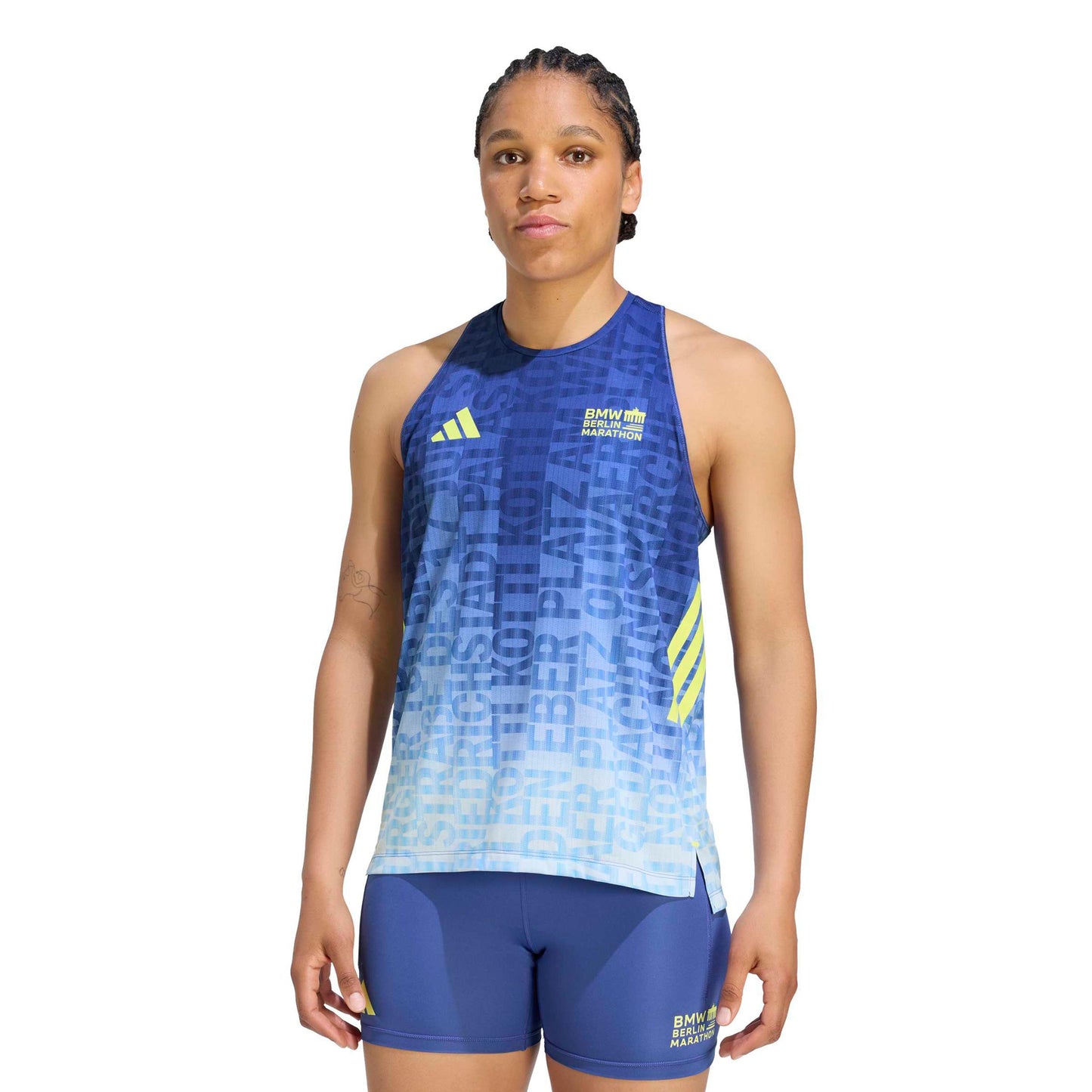 adidas BMW Berlin Laufshirt Damen - blau, gelb