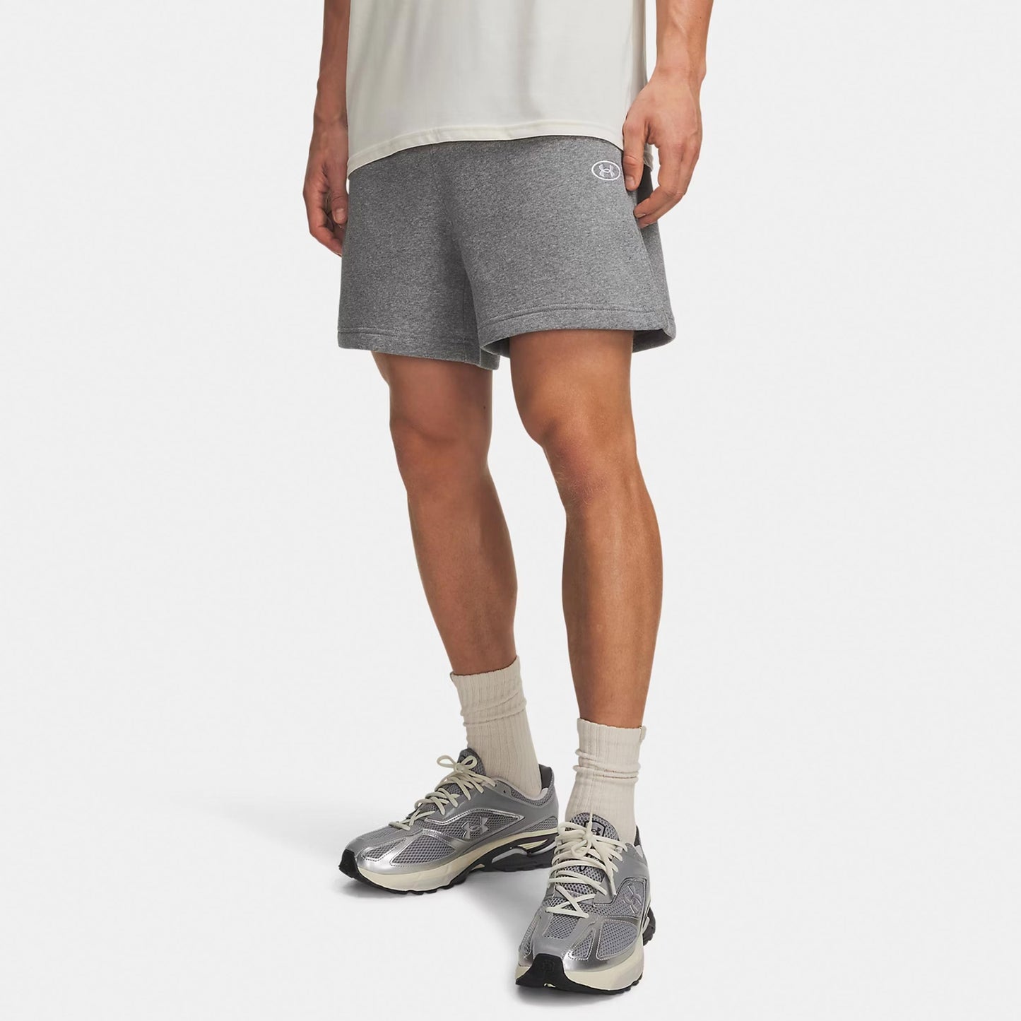 Under Armour Rival Fleece  Shorts Herren - grau, weiß