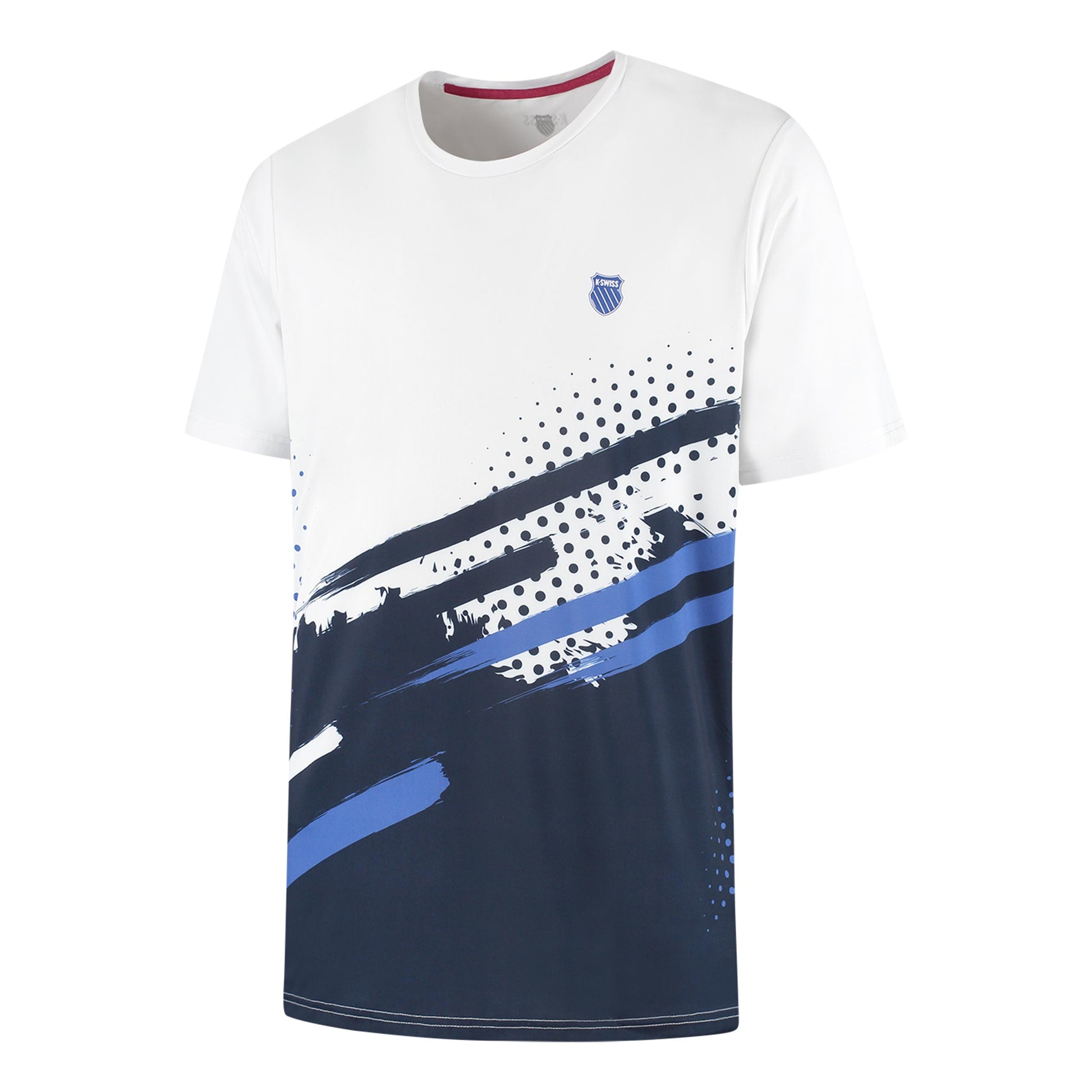 K-Swiss Hypercourt Print Crew Stripe T-Shirt Herren - weiß, dunkelblau