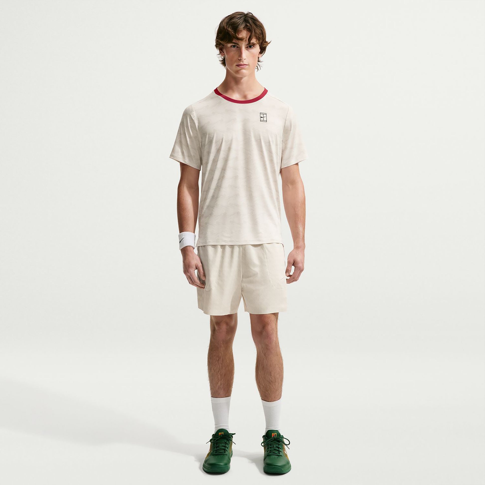 Nike Court Advantage T-Shirt Herren - creme, rot