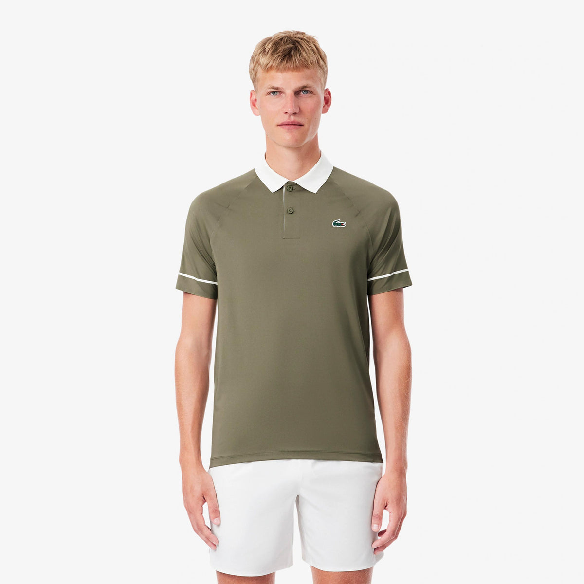 Lacoste Polo Herren - khaki, weiß