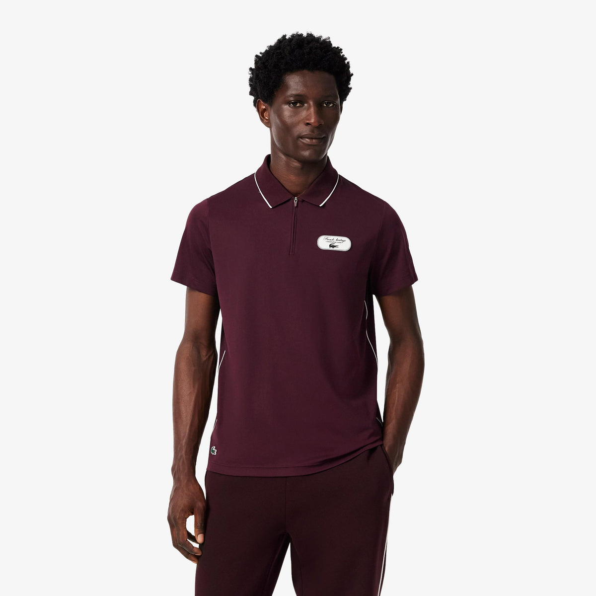 Lacoste Polo Herren - dunkelrot, weiß