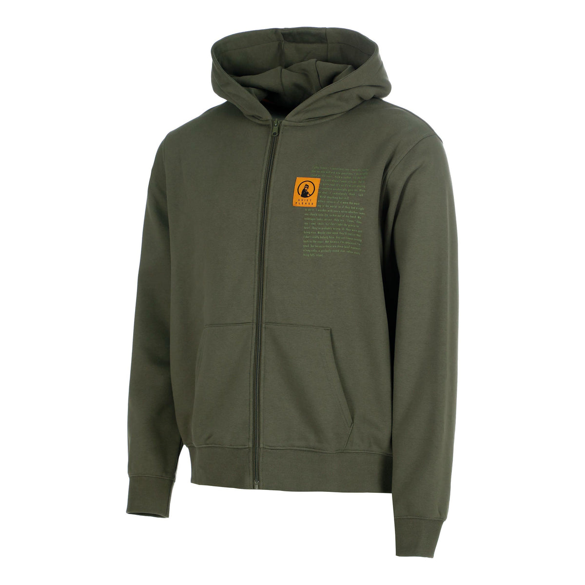 Quiet Please Thoughts Patch Loose Fit Sweatjacke Herren - dunkelgrün
