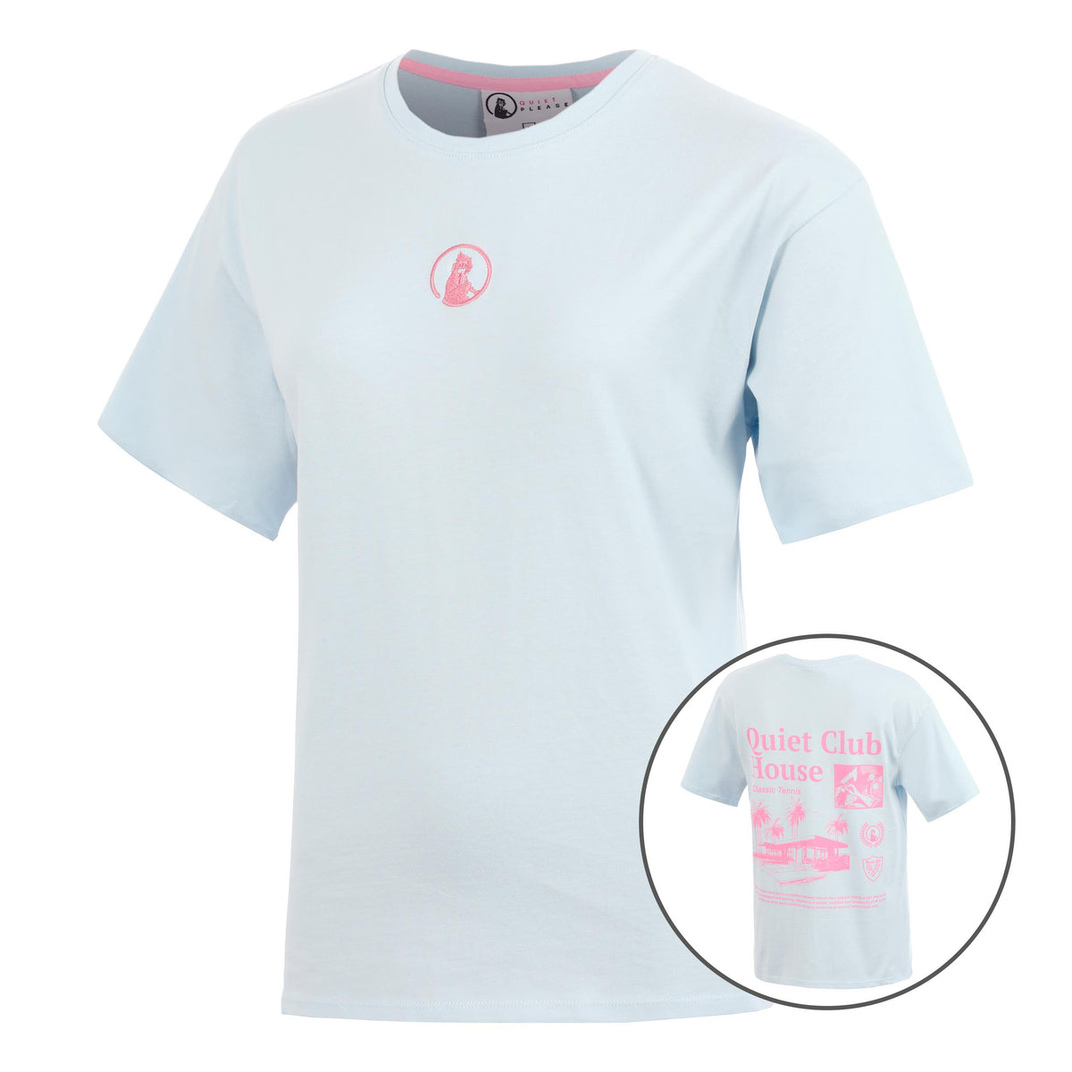 Quiet Please Club House Boyfriend T-Shirt Damen - hellblau