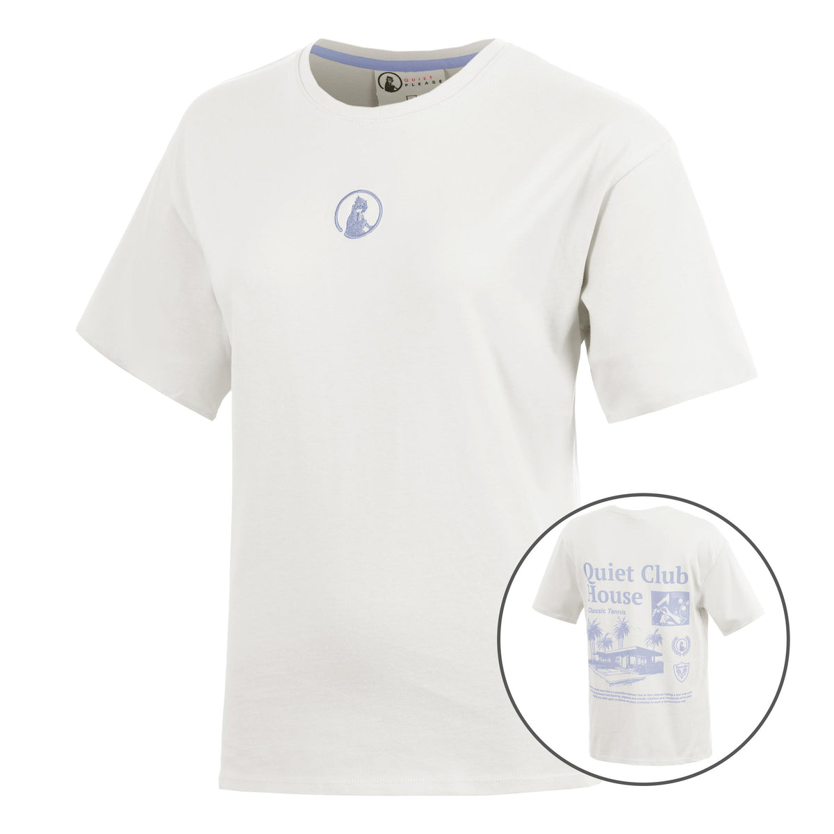 Quiet Please Club House Boyfriend T-Shirt Damen - creme