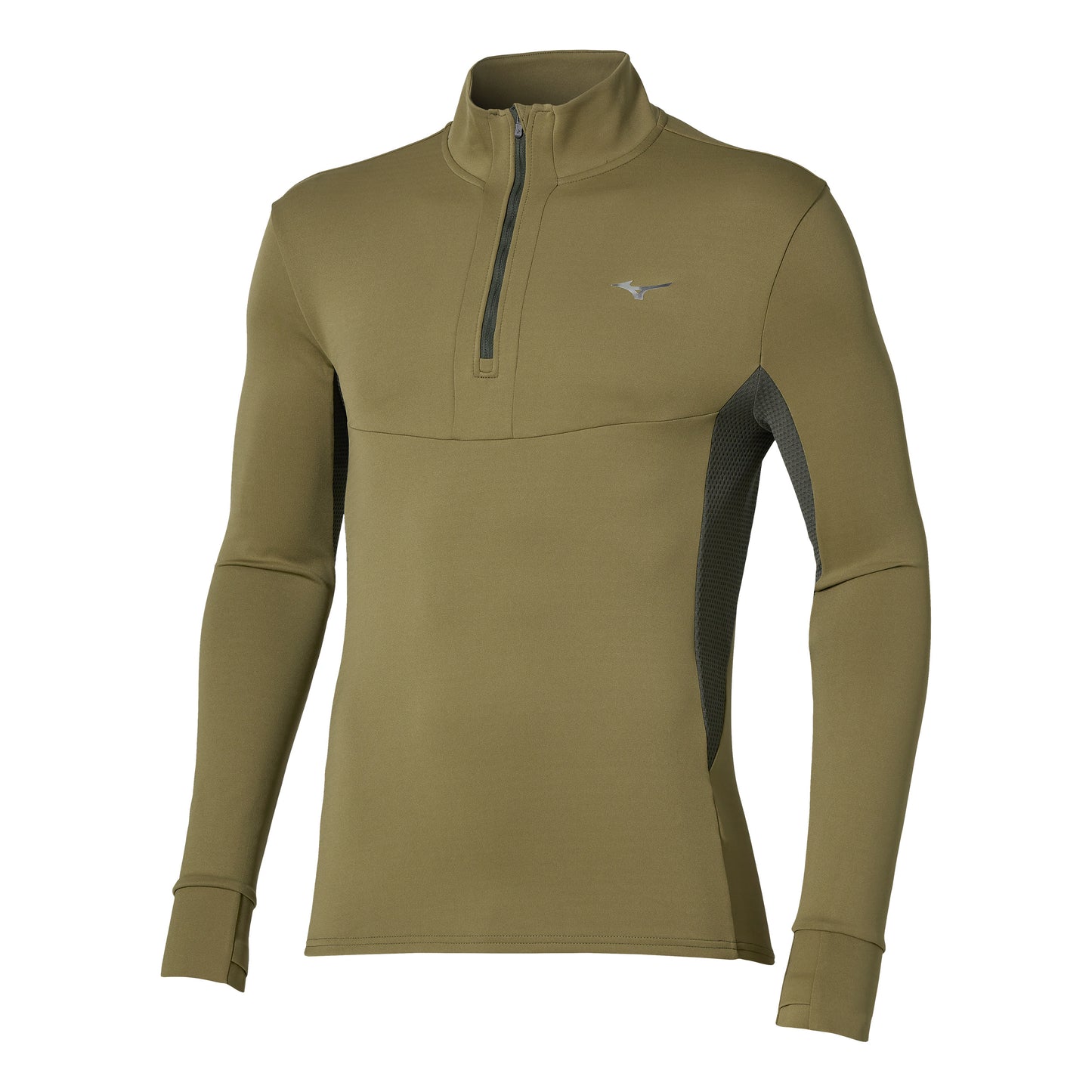 Mizuno Active Warmalite Half Zip Laufshirt Herren - oliv