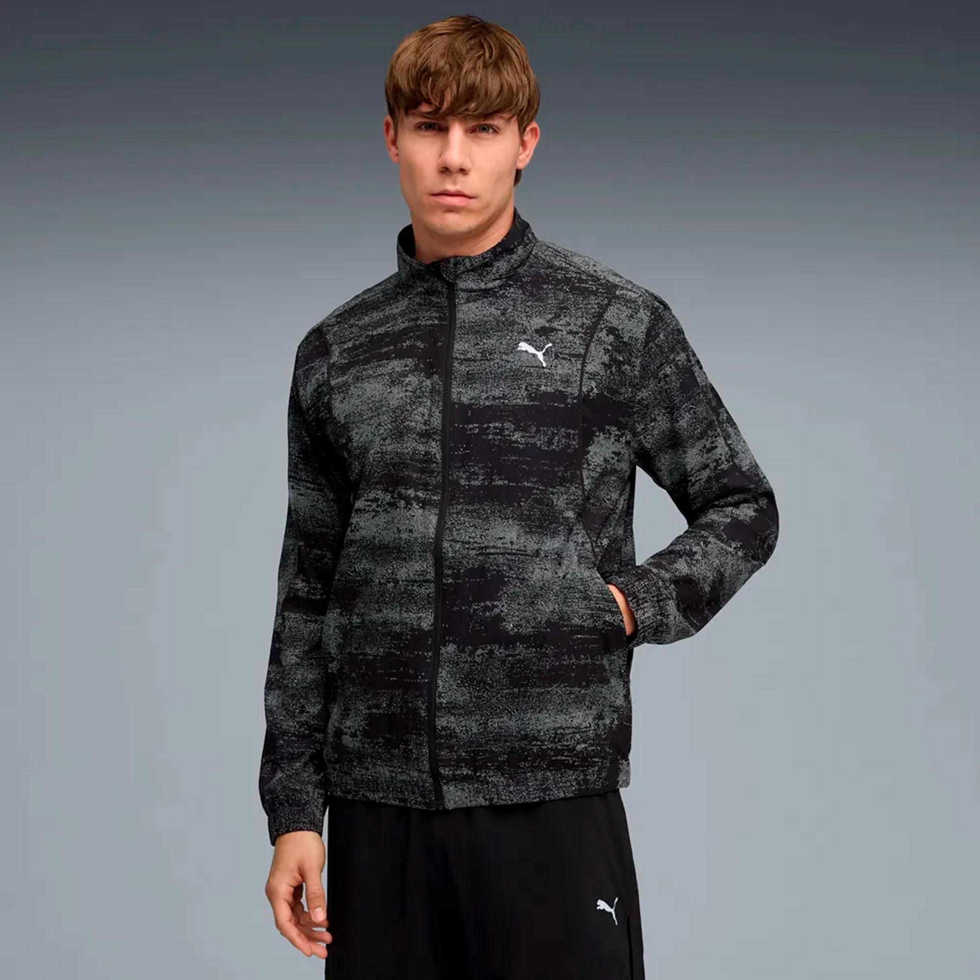 Puma Velocity AOP Woven  Laufjacke Herren - schwarz