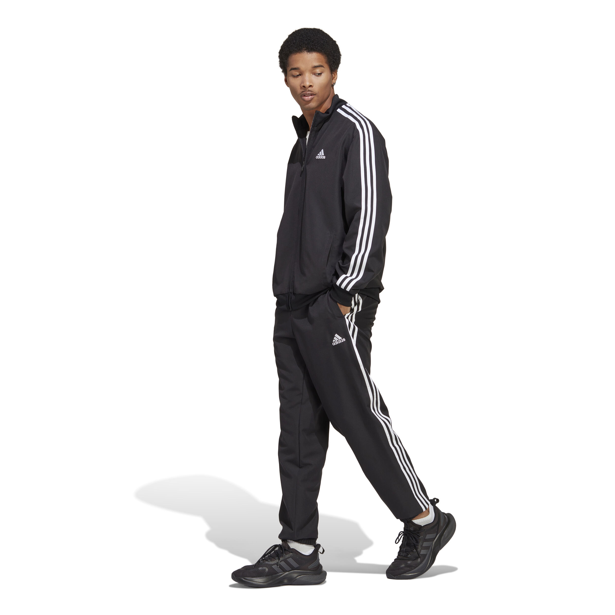 adidas 3 Stripes Woven Trainingsanzug Herren Schwarz WeiB online kaufen Tennis Point AT