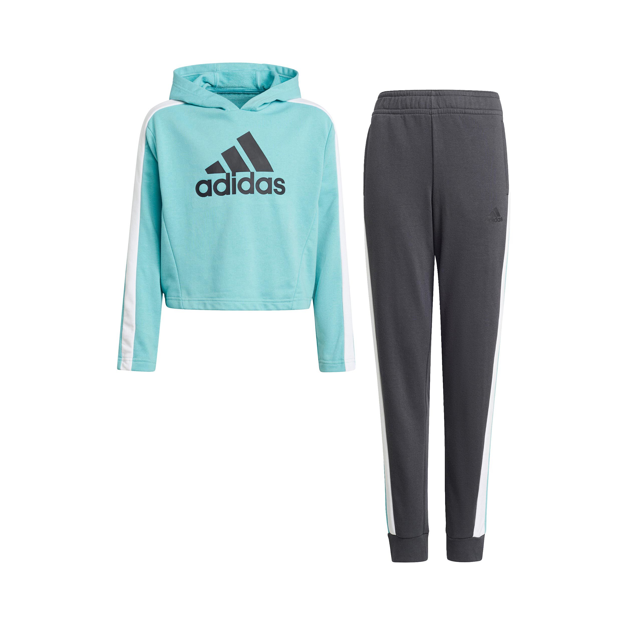 adidas Hooded Crop Trainingsanzug Kinder Turkis Schwarz online kaufen Tennis Point AT