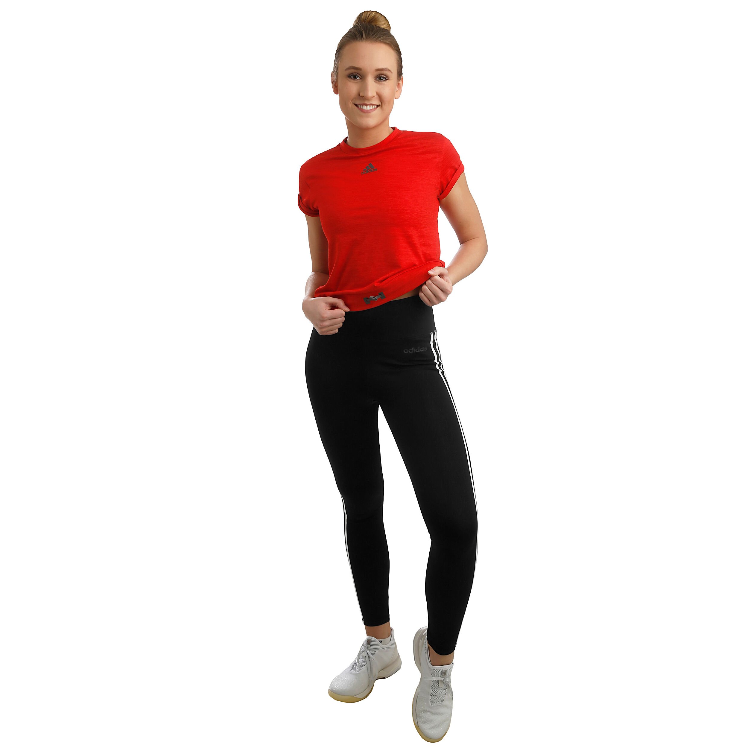adidas D2M High Rise 3 Stripes Tight Damen Schwarz WeiB online kaufen Tennis Point AT