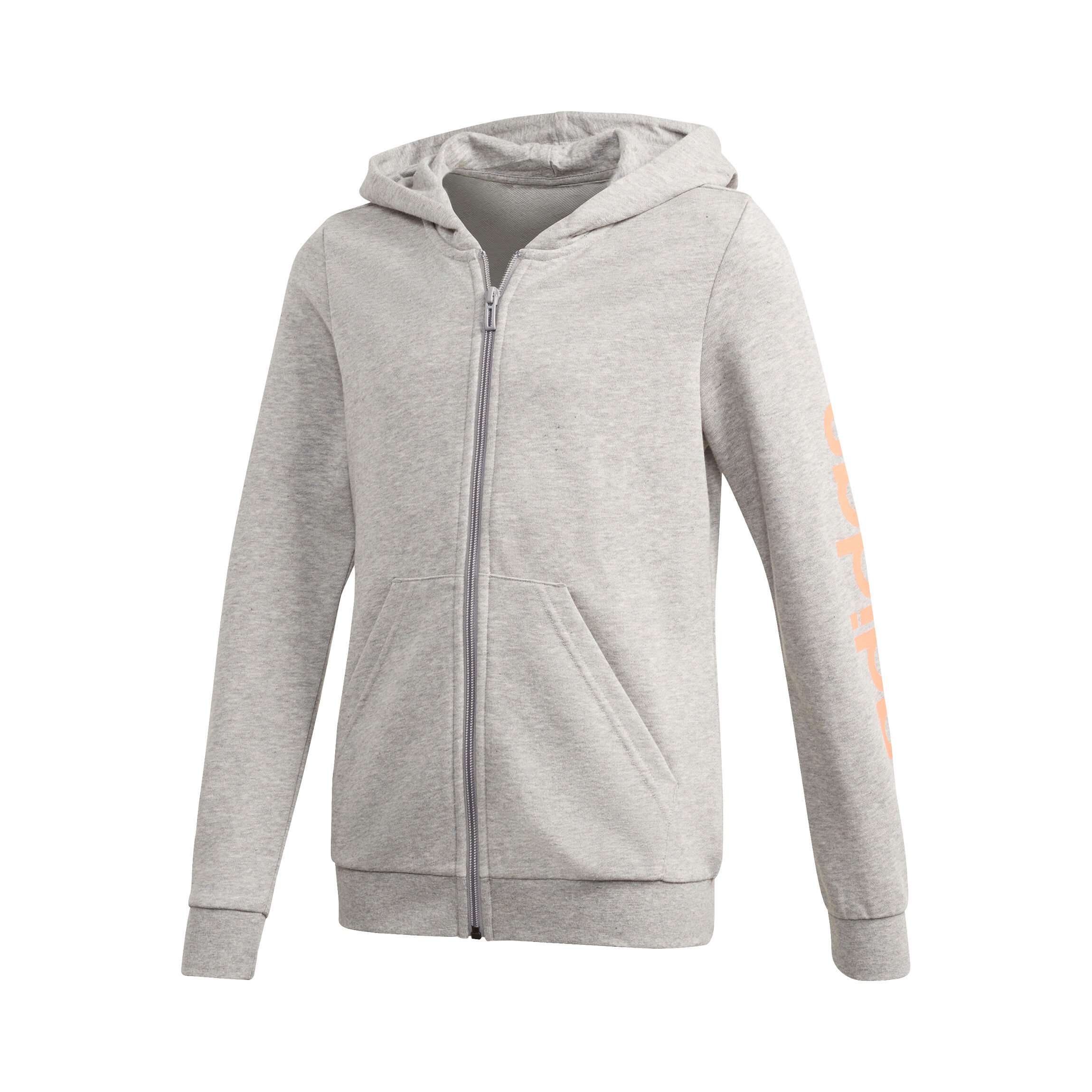 adidas Essentials Linear Sweatjacke Mädchen Grau, Koralle adidas Essentials Linear Sweatjacke Mädchen Grau, Koralle