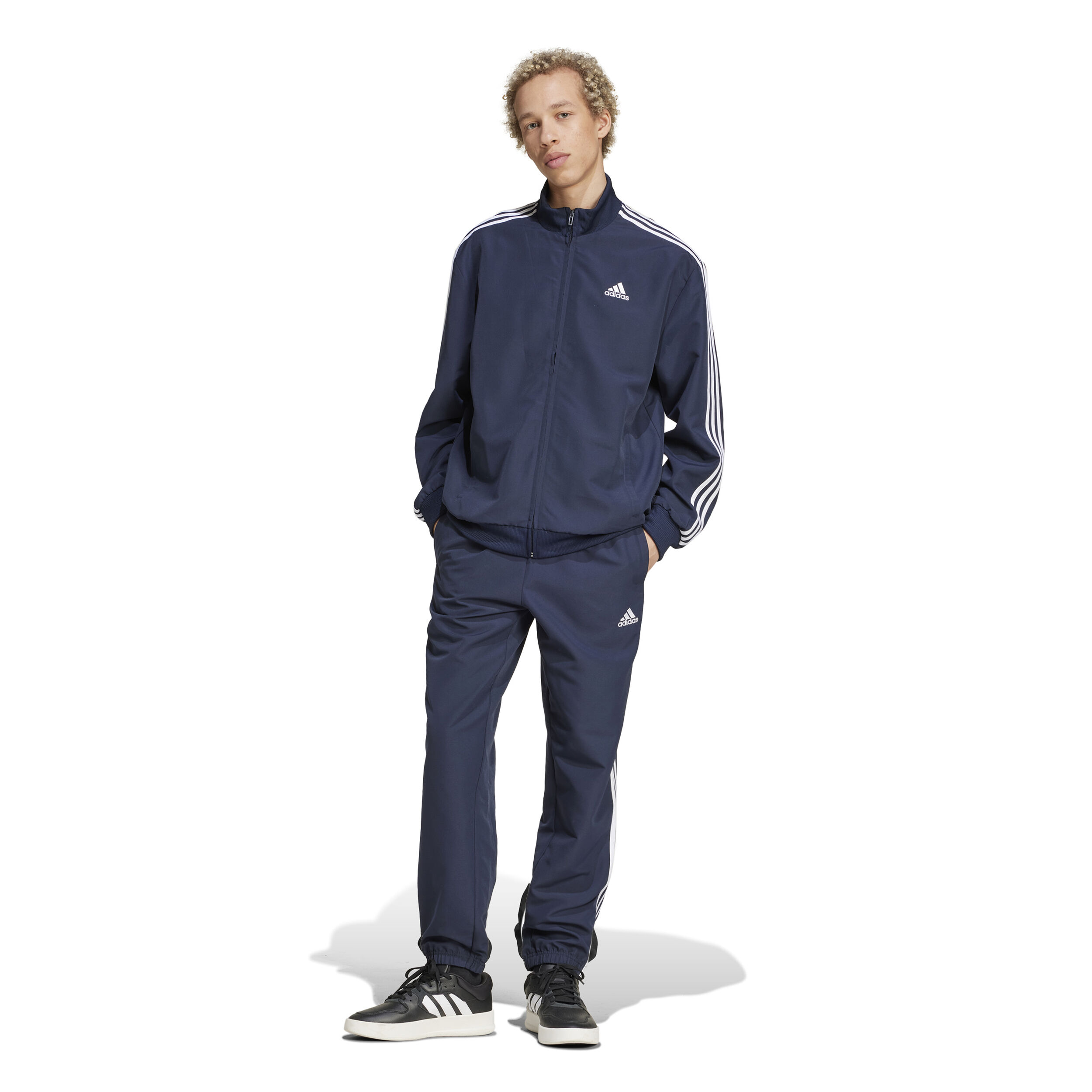adidas 3Stripes Woven Trainingsanzug Herren Dunkelblau WeiB online kaufen Tennis Point AT
