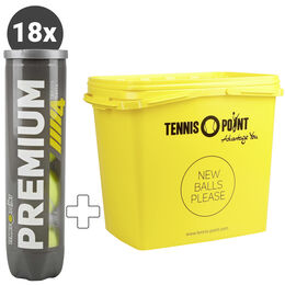 18x Premium Tennisball 4er plus Balleimer
