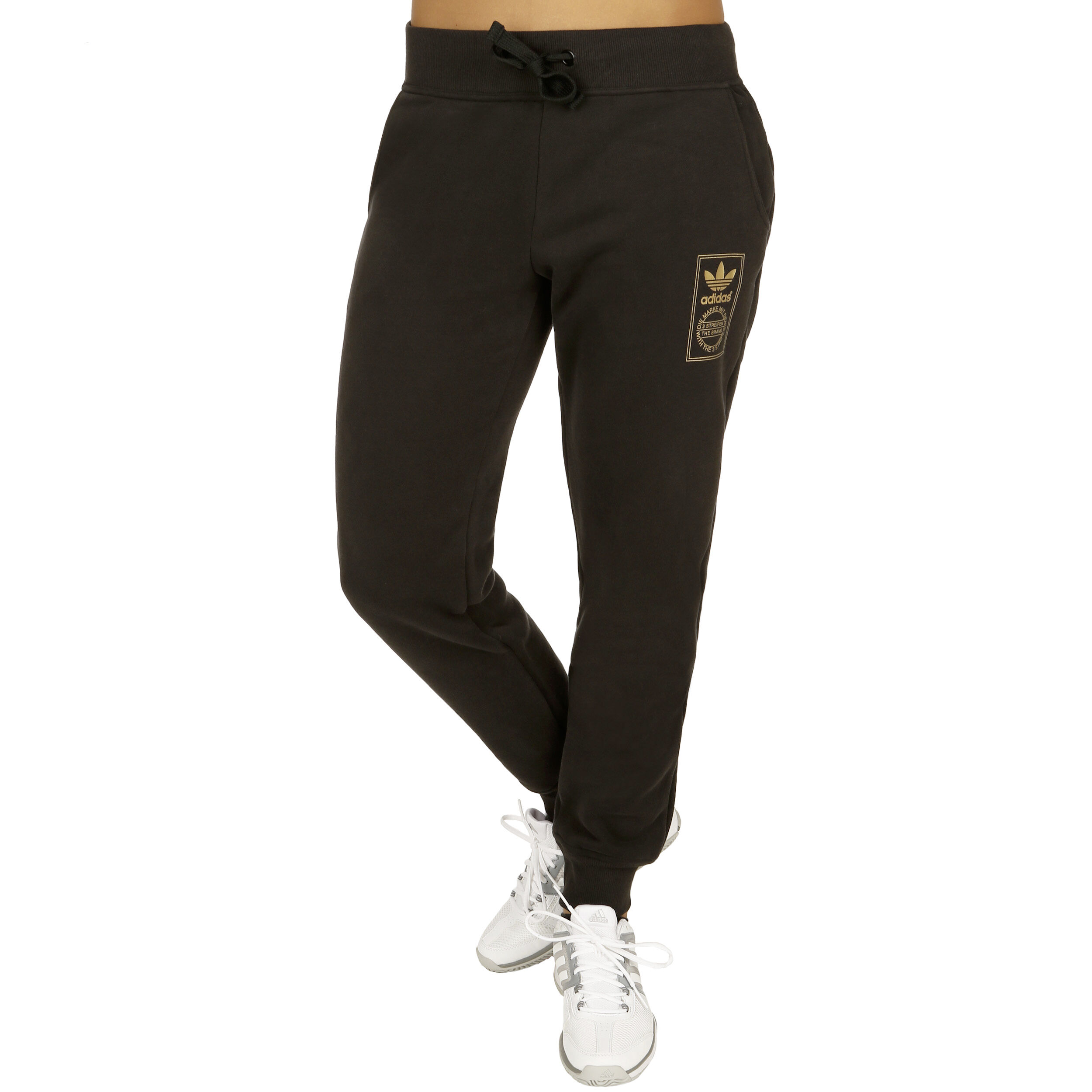 adidas Originals Logo Essential Gold Track Cuffed Trainingshose Damen Schwarz online kaufen Tennis Point AT