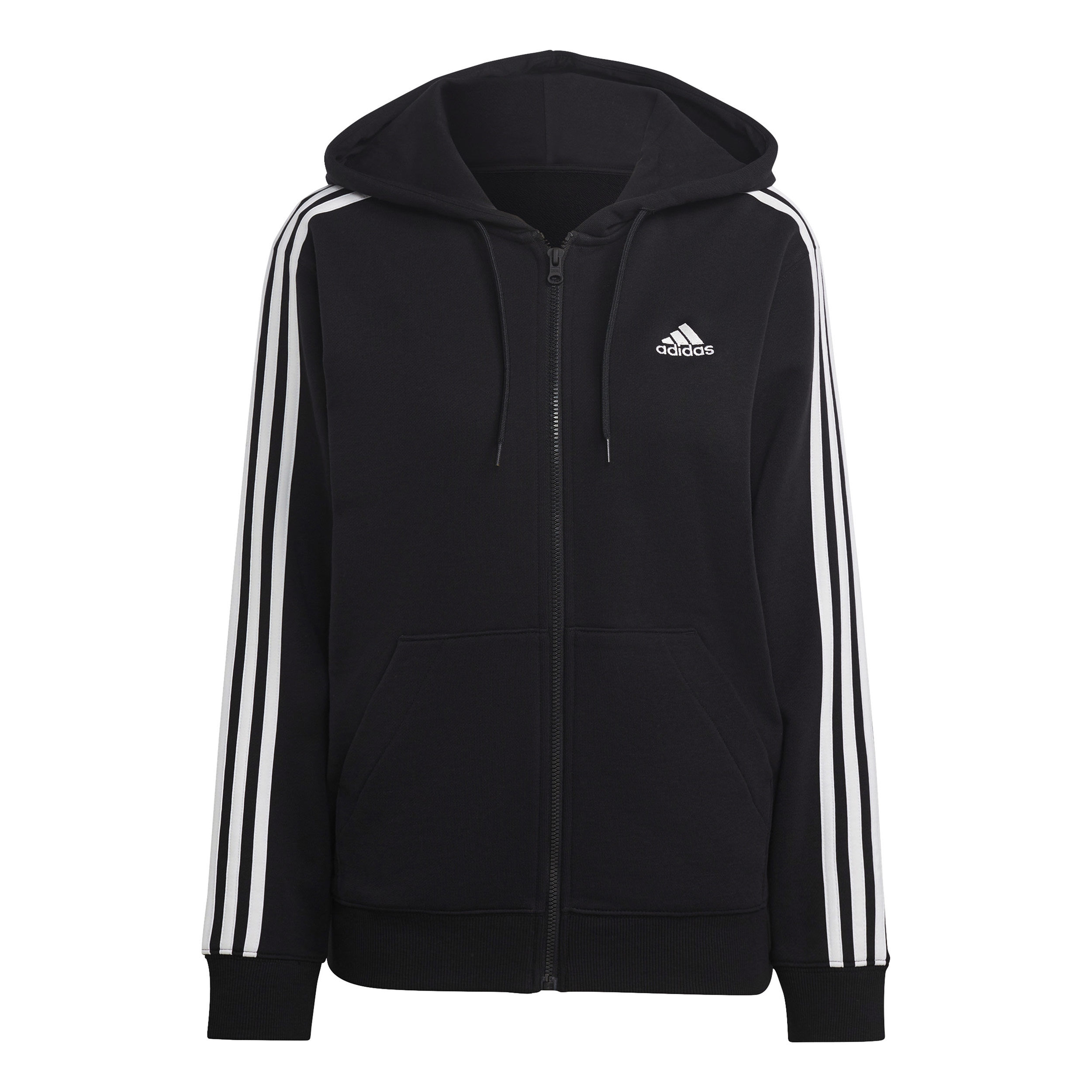 adidas 3 Stripes French Terry Sweatjacke Damen Schwarz WeiB online kaufen Tennis Point AT