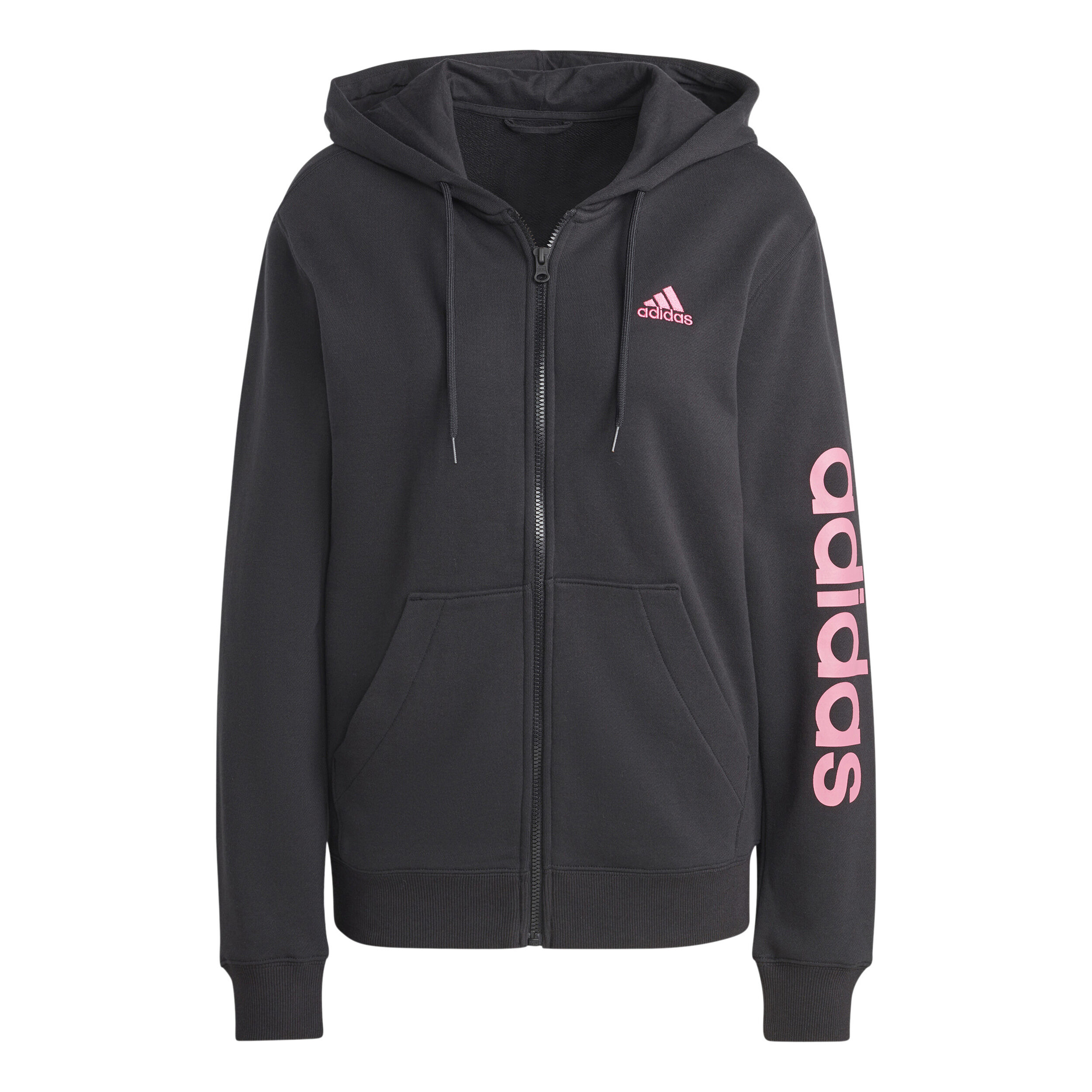 adidas Essentials Linear Full Zip French Terry Sweatjacke Damen Schwarz Pink online kaufen Tennis Point AT