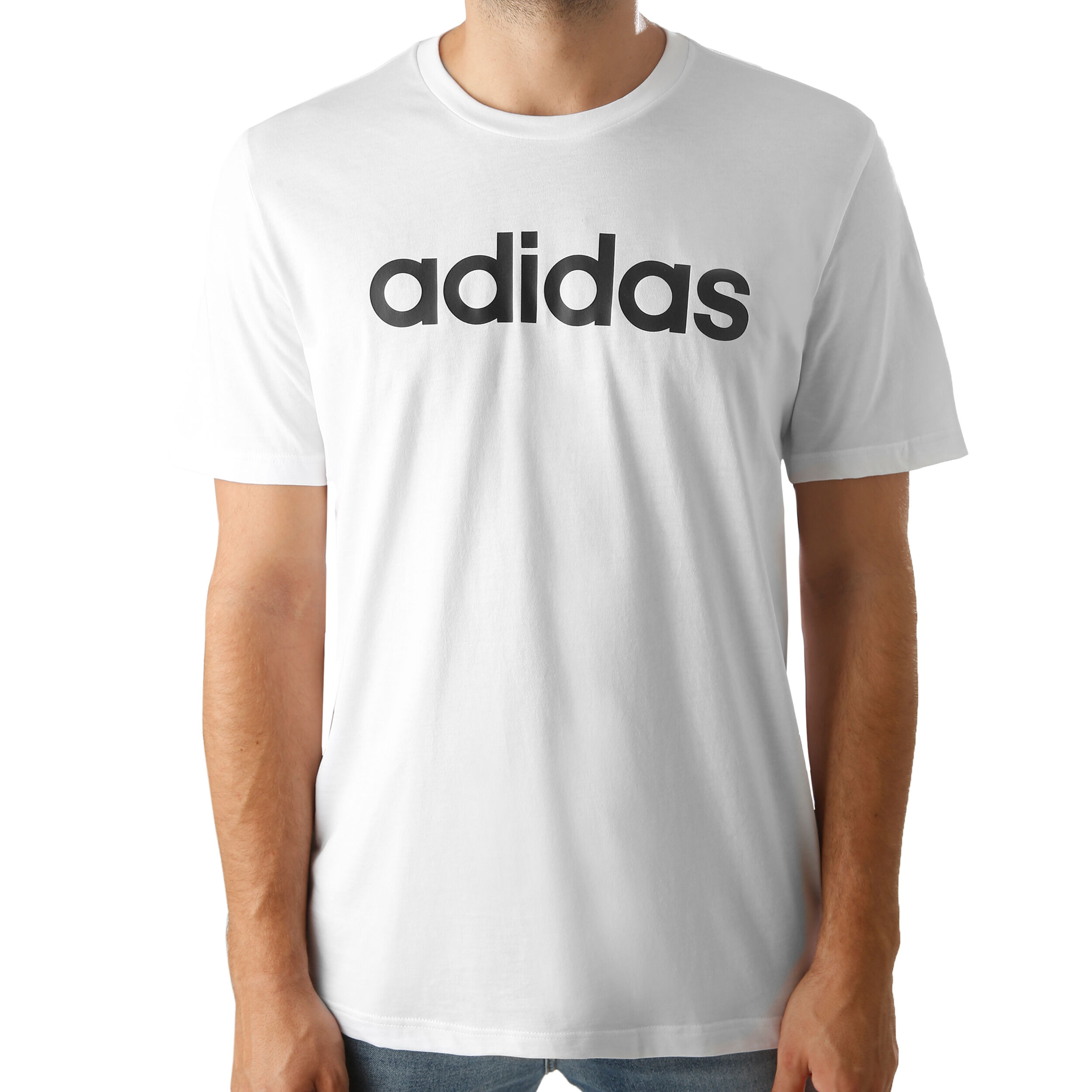 adidas Essentials Linear T Shirt Herren WeiB Schwarz online kaufen Tennis Point AT
