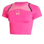 Under Armour Bekleidung Under Armour Run Anywhere Crop Laufshirt Damen-Pink,Schwarz