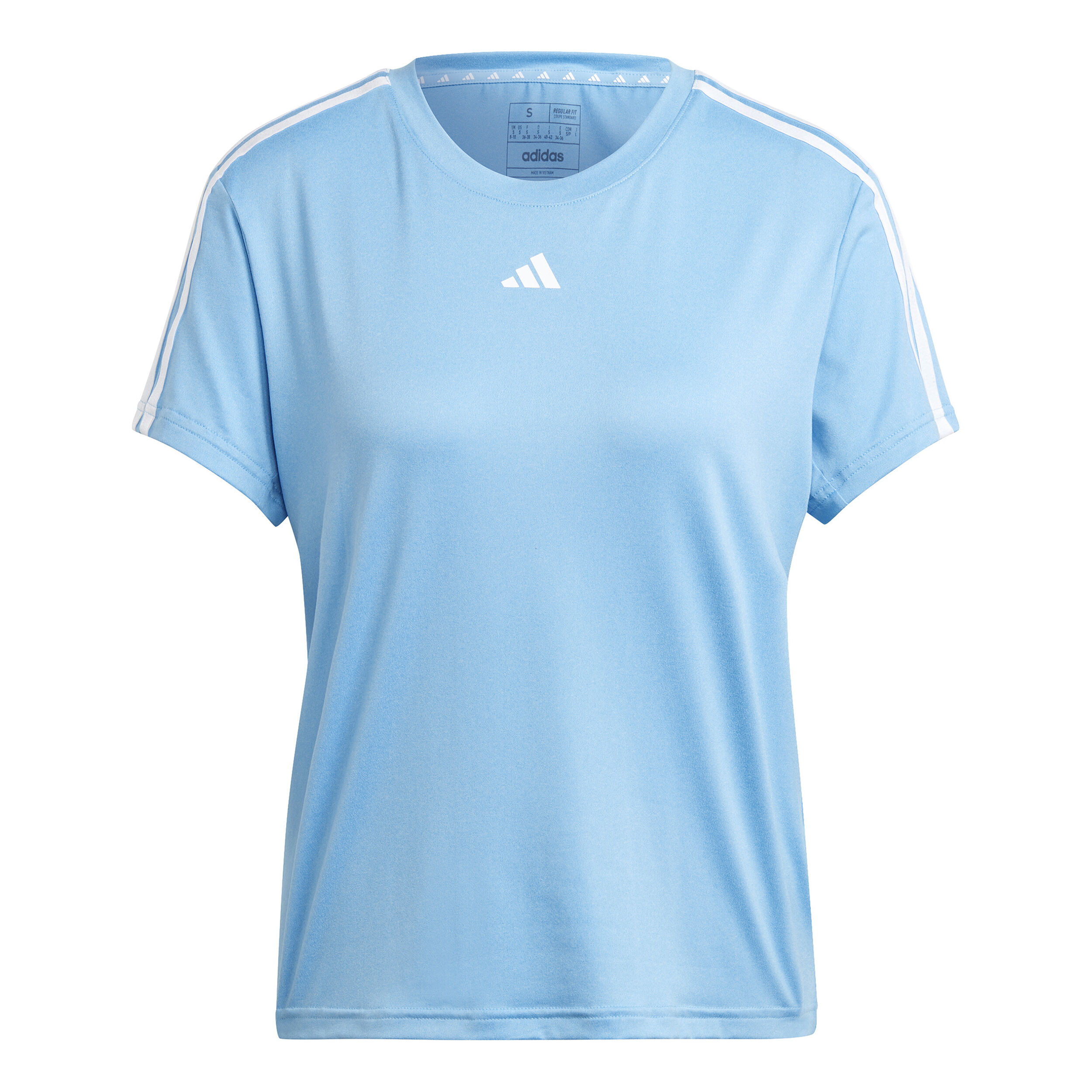 adidas Training Essential 3 Stripes T Shirt Damen Hellblau WeiB online kaufen Tennis Point AT