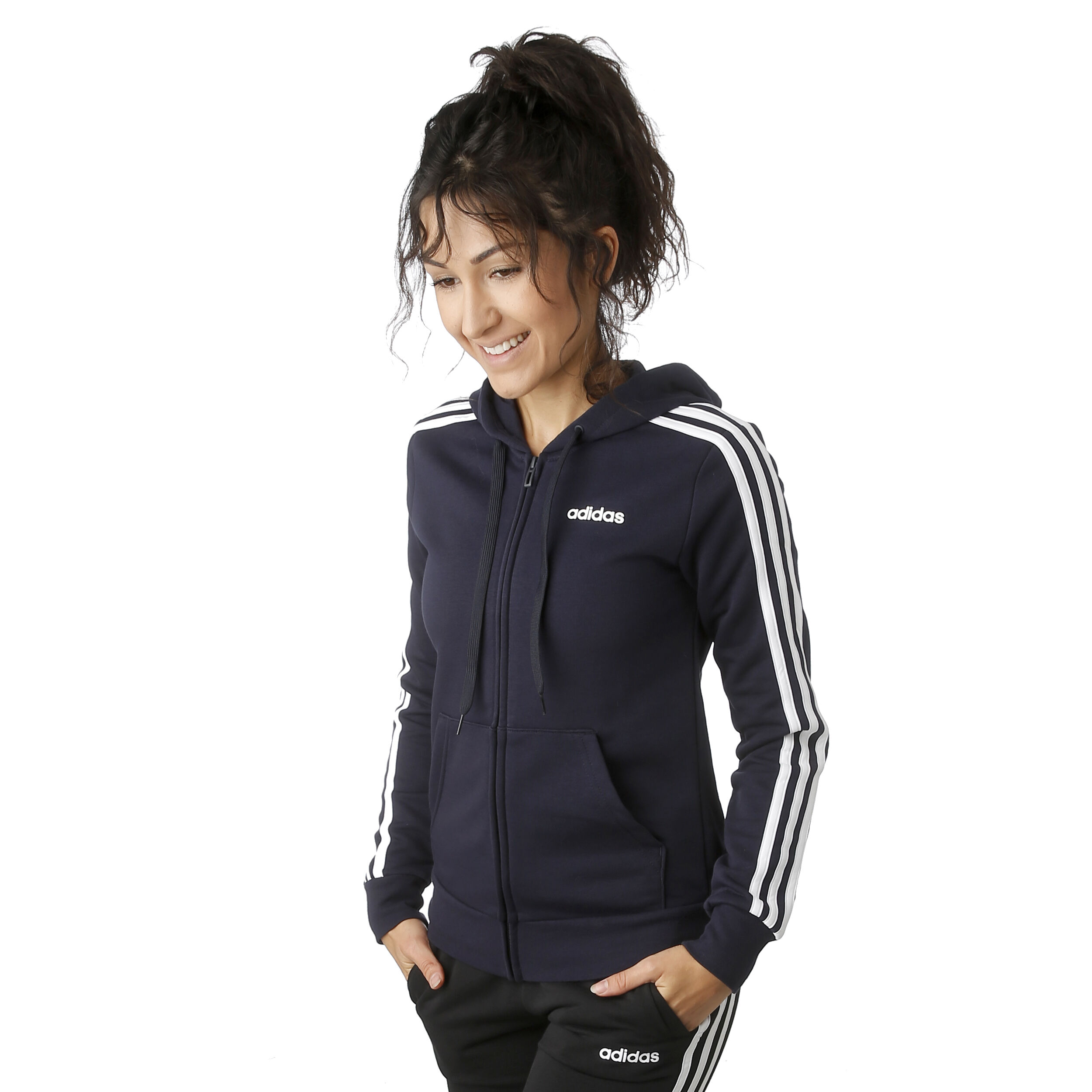 adidas Essentials 3 Stripes Sweatjacke Damen Dunkelblau adidas Essentials 3 Stripes Sweatjacke Damen Dunkelblau