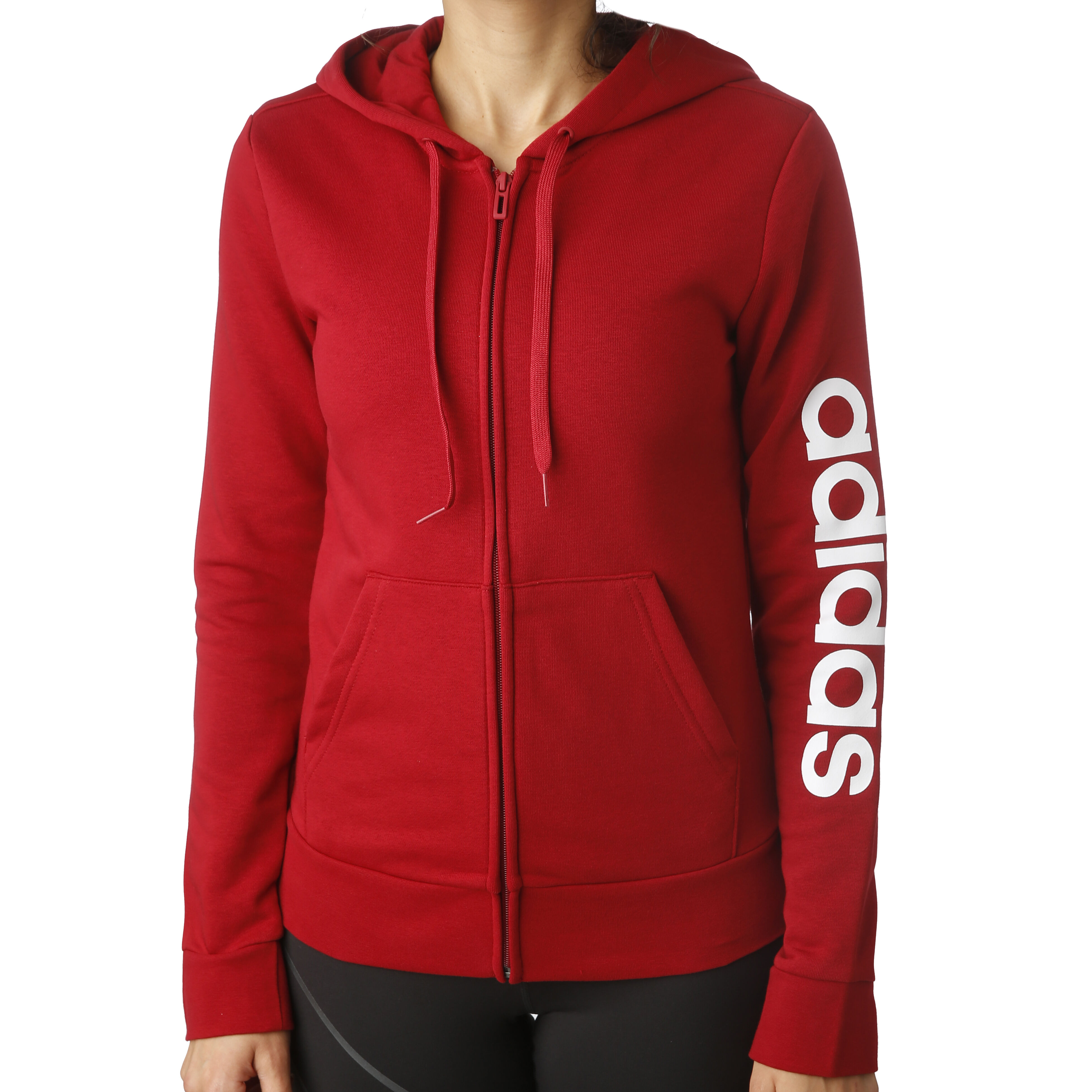 adidas Essentials Linear Full Zip Sweatjacke Damen adidas Essentials Linear Sweatjacke Jungen Rot, Weiß