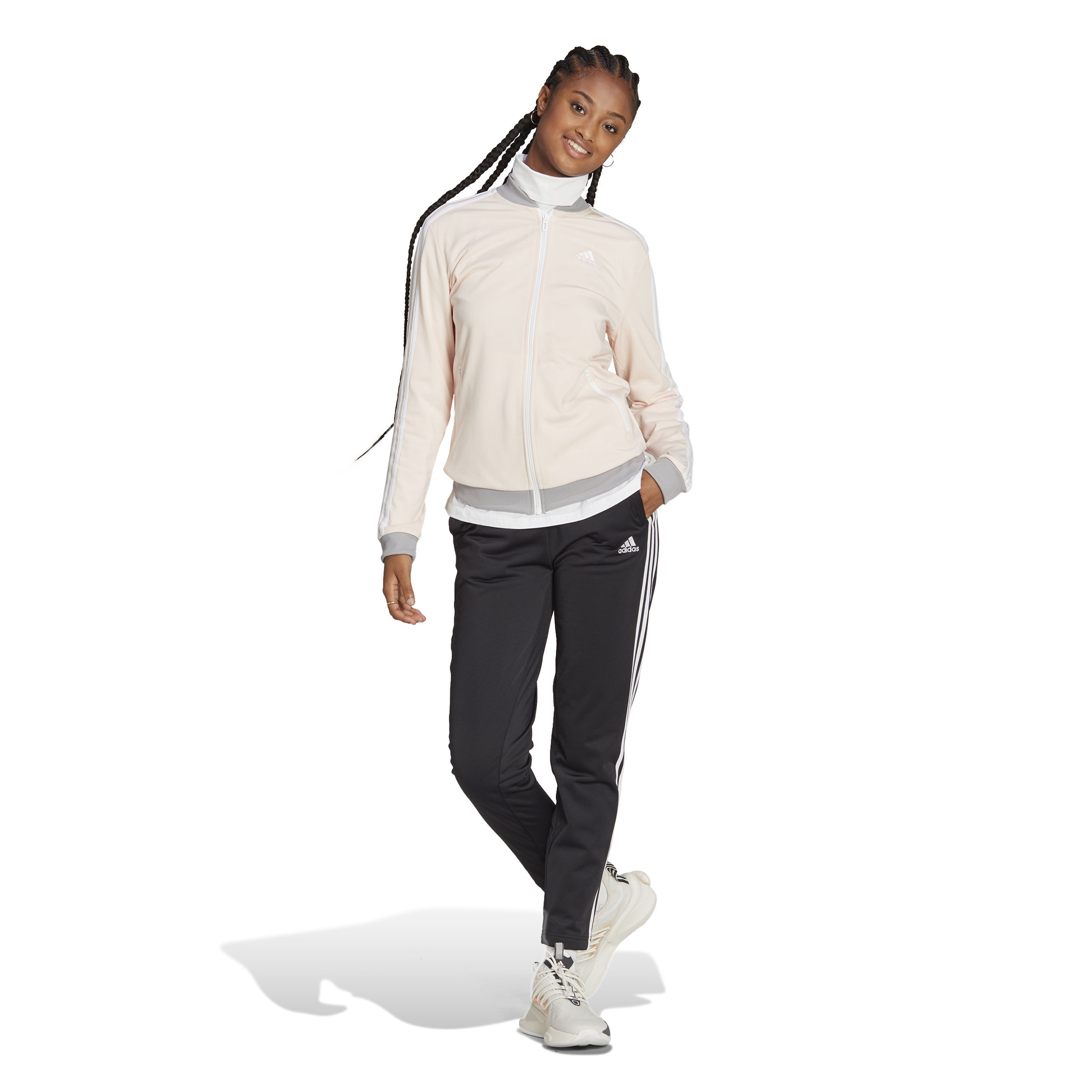 adidas Essentials 3 Stripes Trainingsanzug Damen Schwarz Creme online kaufen Tennis Point AT