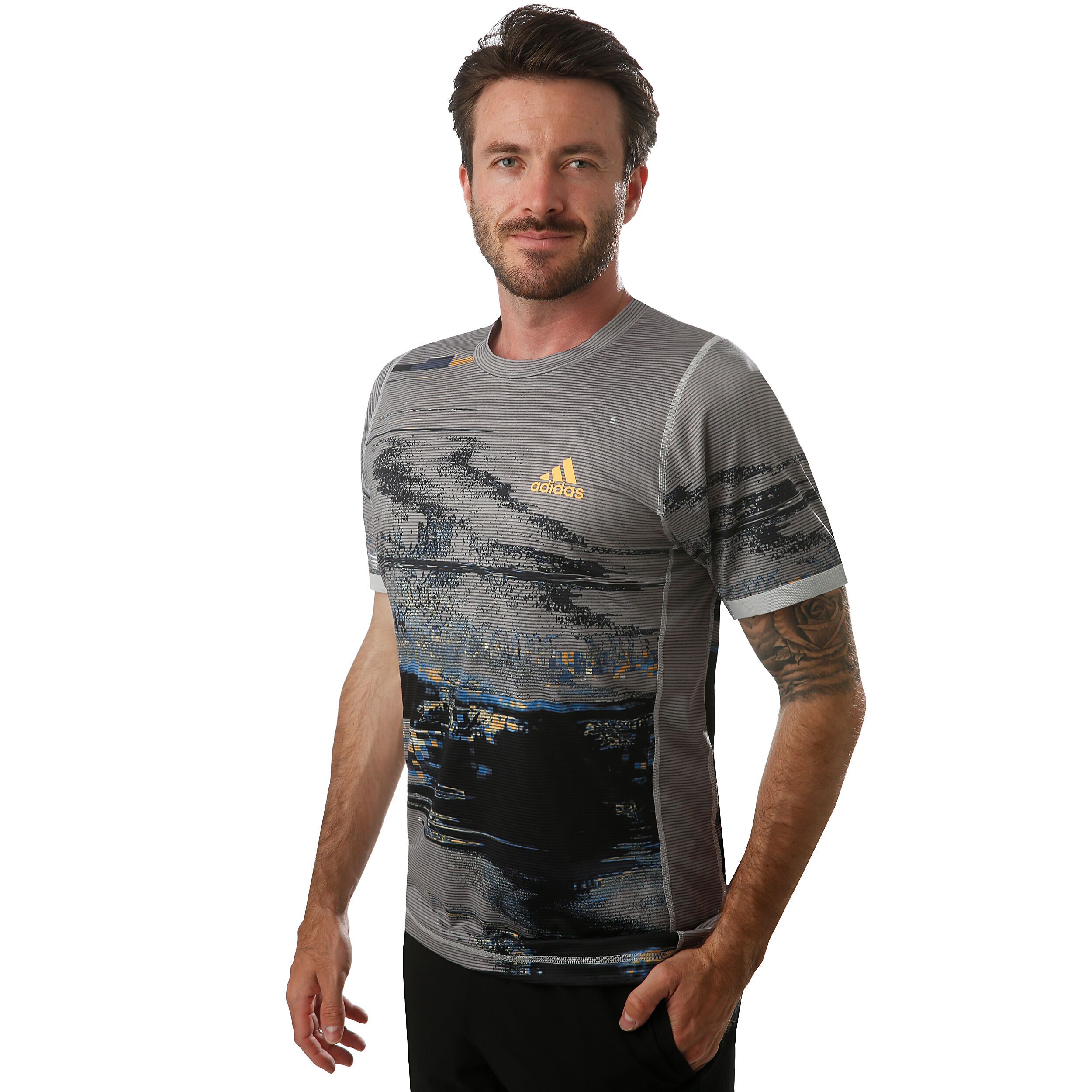 adidas New York Printed T Shirt Herren Grau, Schwarz adidas New York Printed T Shirt Herren Grau, Schwarz