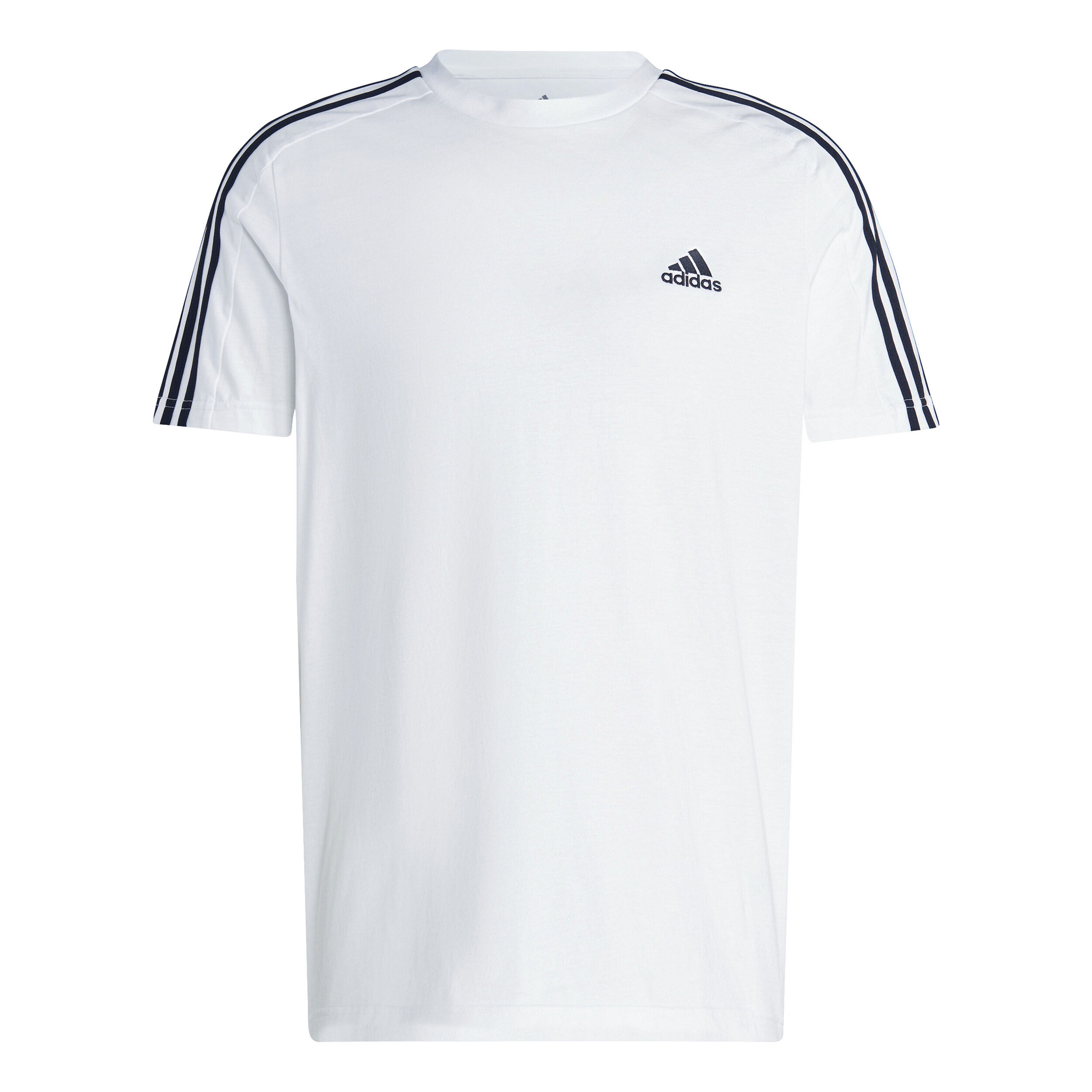 adidas Essentials Single Jersey 3 Stripes T Shirt Herren WeiB Schwarz online kaufen Tennis Point AT