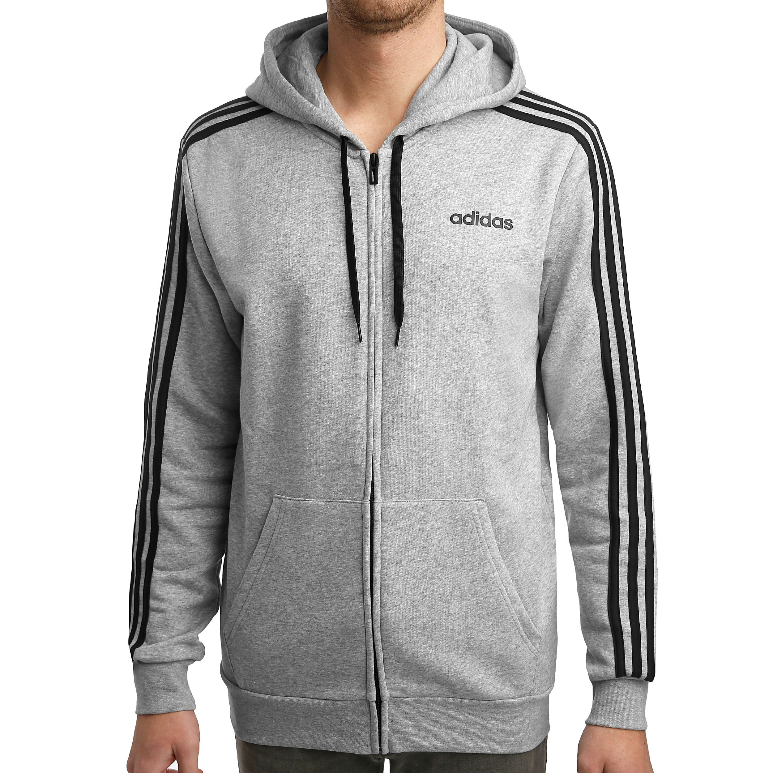 adidas Essentials 3 Stripes Sweatjacke Herren Hellgrau adidas Essentials 3 Stripes Sweatjacke Herren Hellgrau