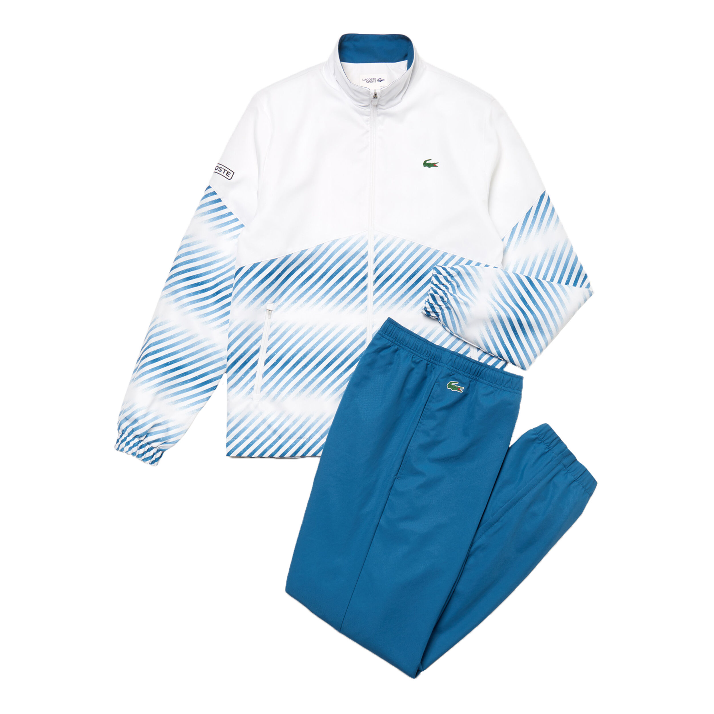 lacoste trainingsanzug weiß blau rot