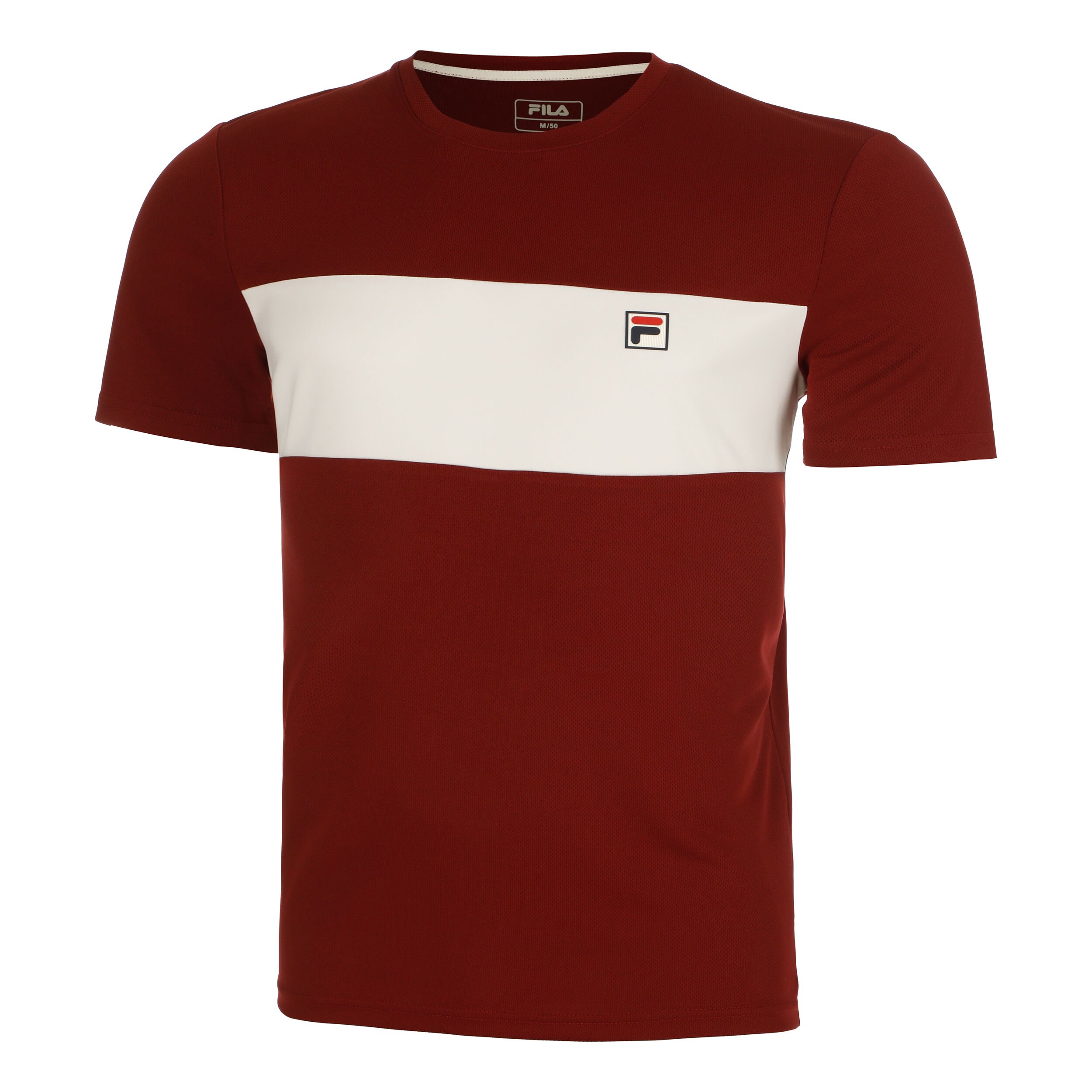 Red and white fila shirt discount