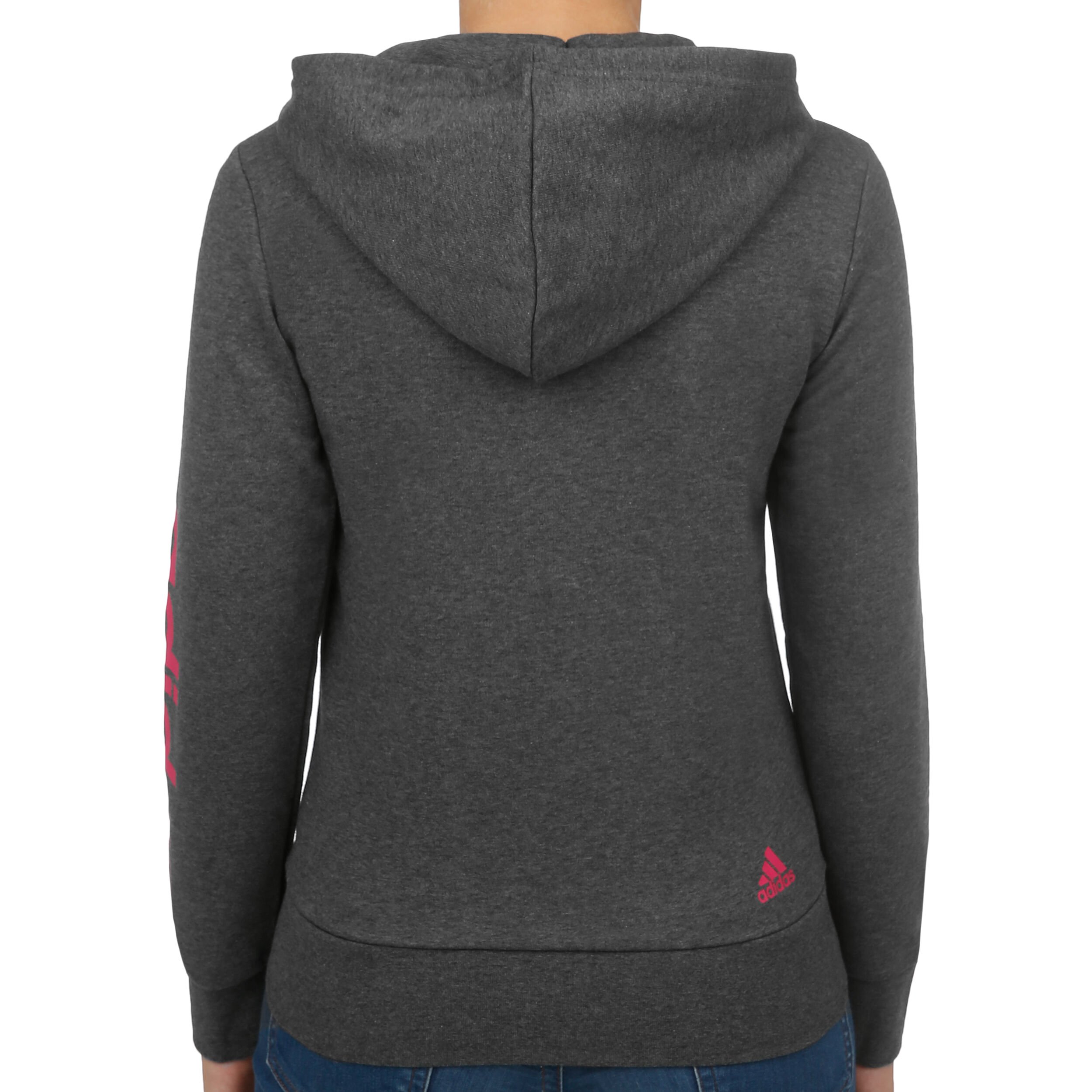 adidas Essentials Linear Sweatjacke Damen Dunkelgrau, Pink adidas Essentials Linear Sweatjacke Damen Dunkelgrau, Pink