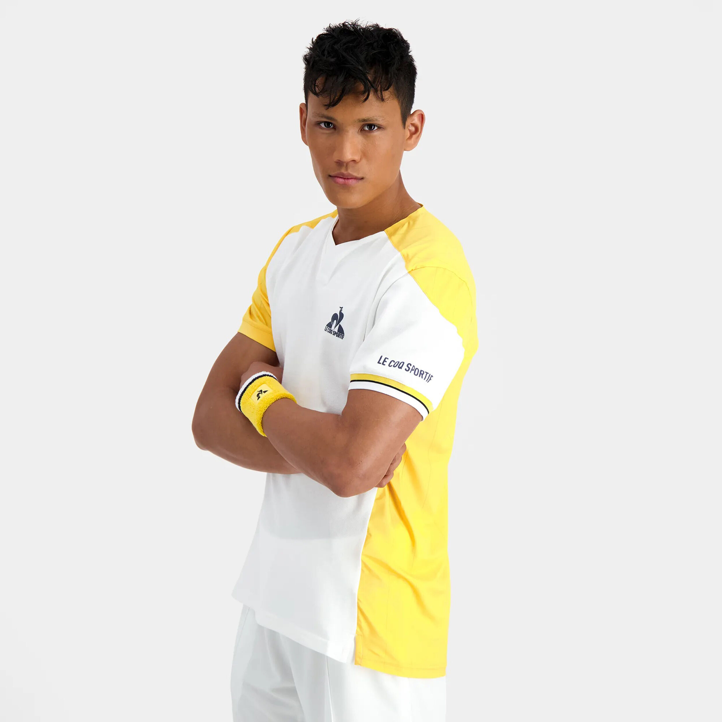 Le Coq Sportif Pro 23 N 1 T Shirt Herren WeiB Gelb online kaufen Tennis Point AT