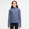 Dri-Fit Half-Zip Longsleeve M&auml;dchen - blaugrau, wei&szlig;