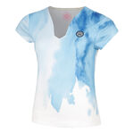 BIDI BADU Bekleidung BIDI BADU Watercolour V-Neck T-Shirt Damen-Wei&szlig;,Blau