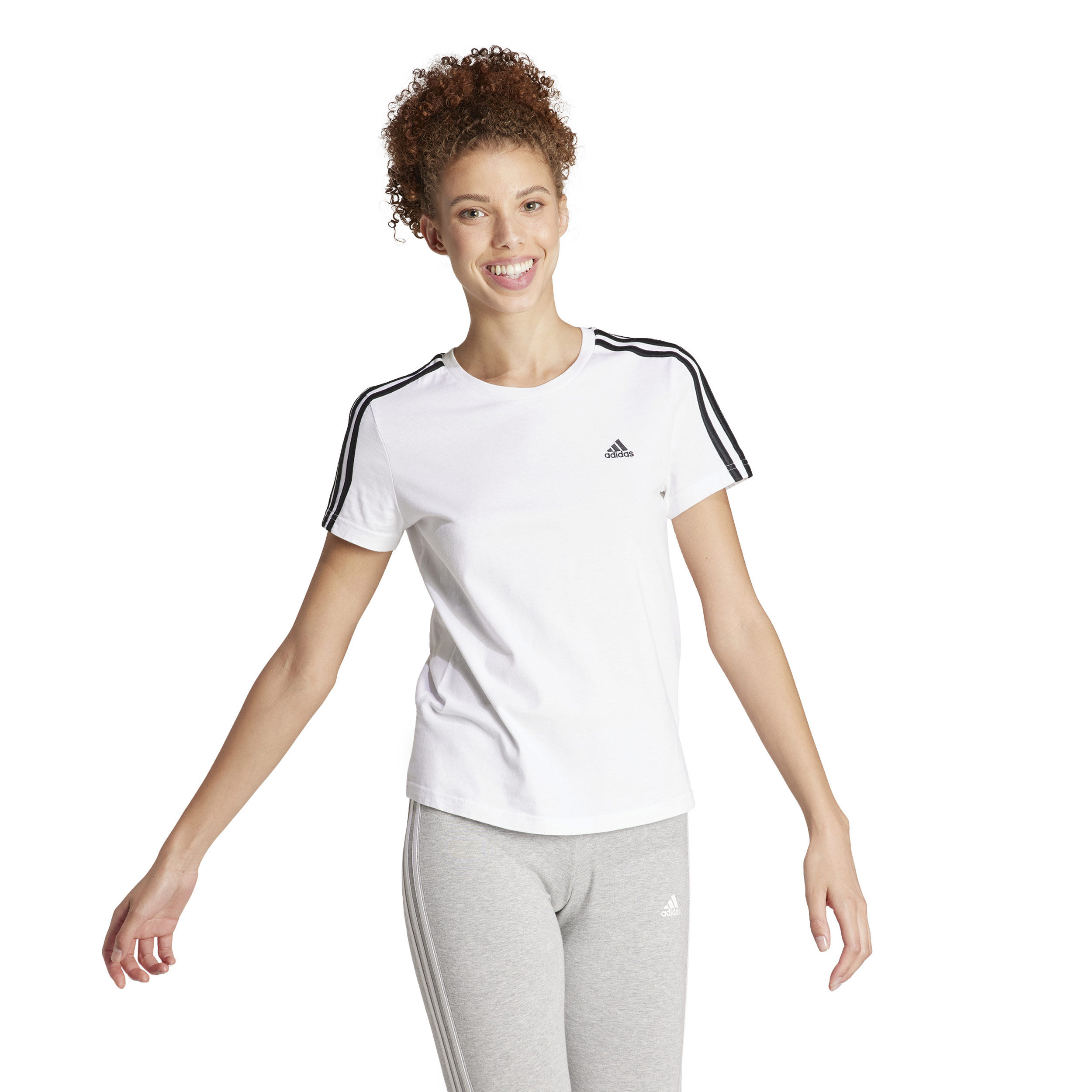 adidas 3 Stripes T Shirt Damen WeiB Schwarz online kaufen Tennis Point AT