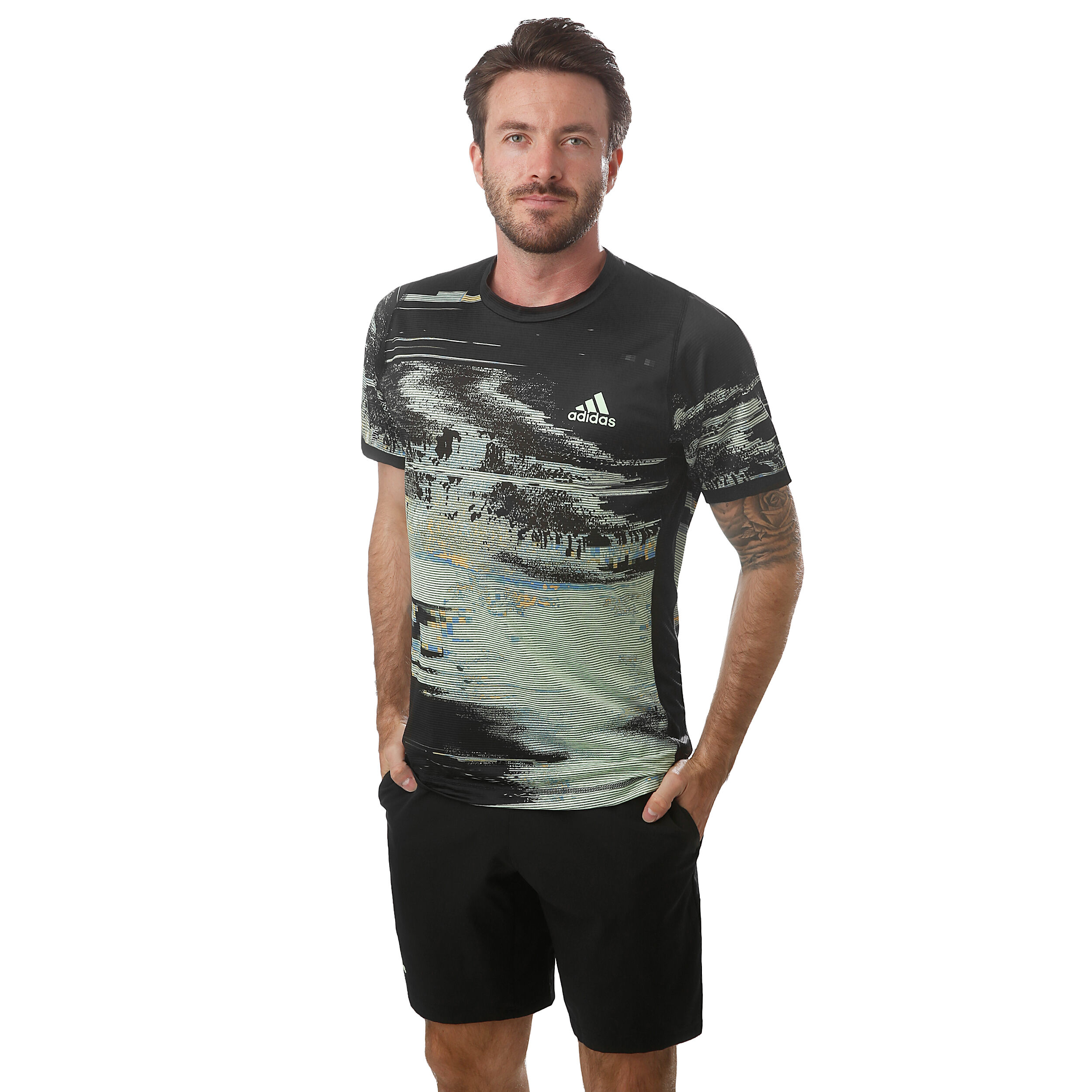 adidas New York Printed T Shirt Herren Schwarz, Hellgrün Herren T Shirt adidas Barricade Tee | Sportega.at