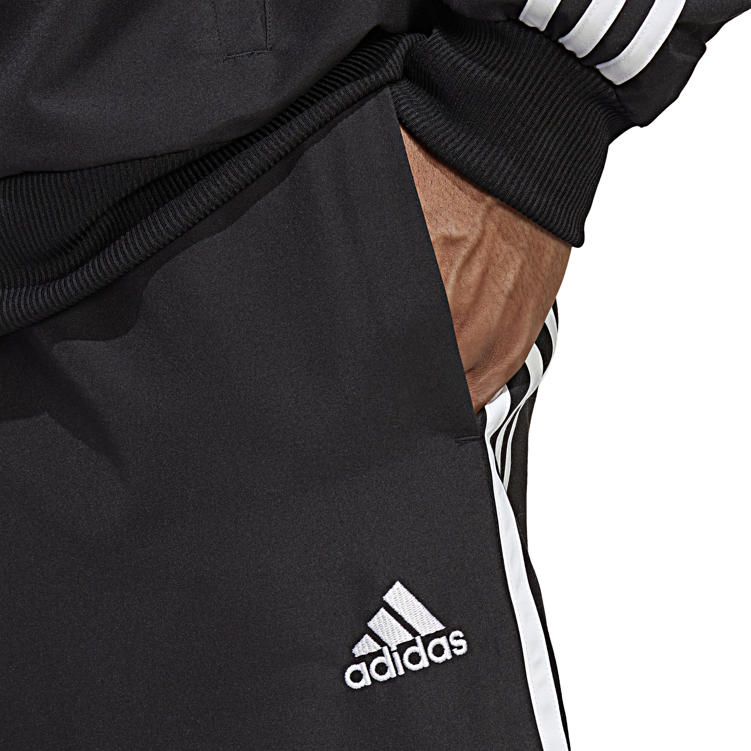 adidas 3 Stripes Woven Trainingsanzug Herren Schwarz WeiB online kaufen Tennis Point AT