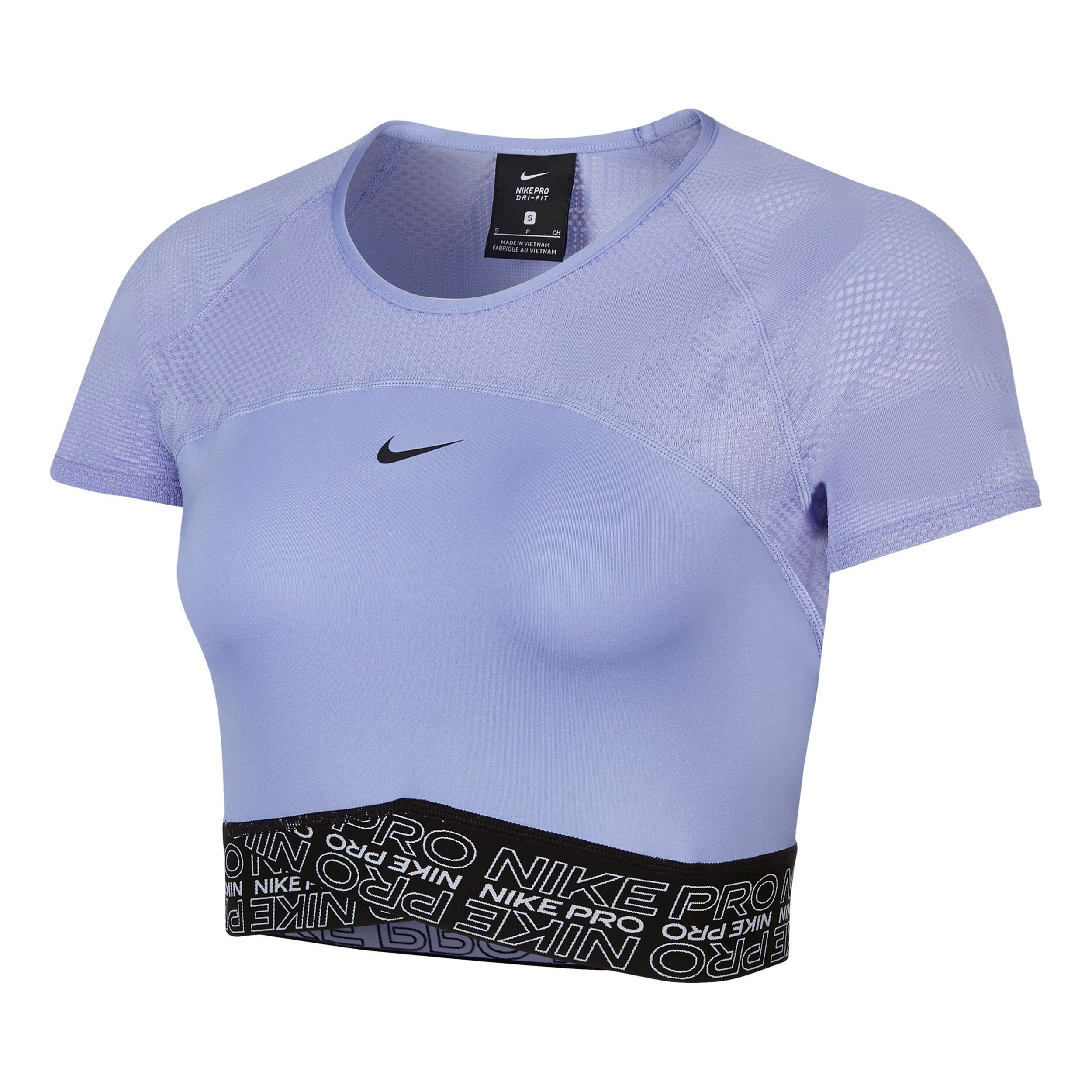 Nike Dry Crop T Shirt Damen Flieder, Schwarz Nike Dry Crop T Shirt Damen Flieder, Schwarz