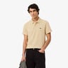 Ribbed Collar Polo Polo Herren - beige, wei&szlig;
