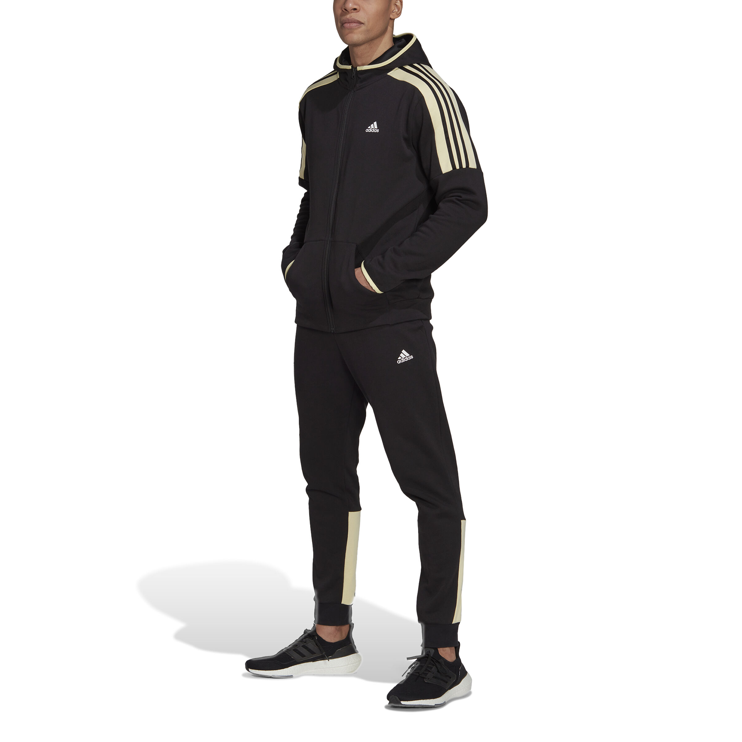 adidas Fleece Color Block Trainingsanzug Herren Schwarz online kaufen Tennis Point AT